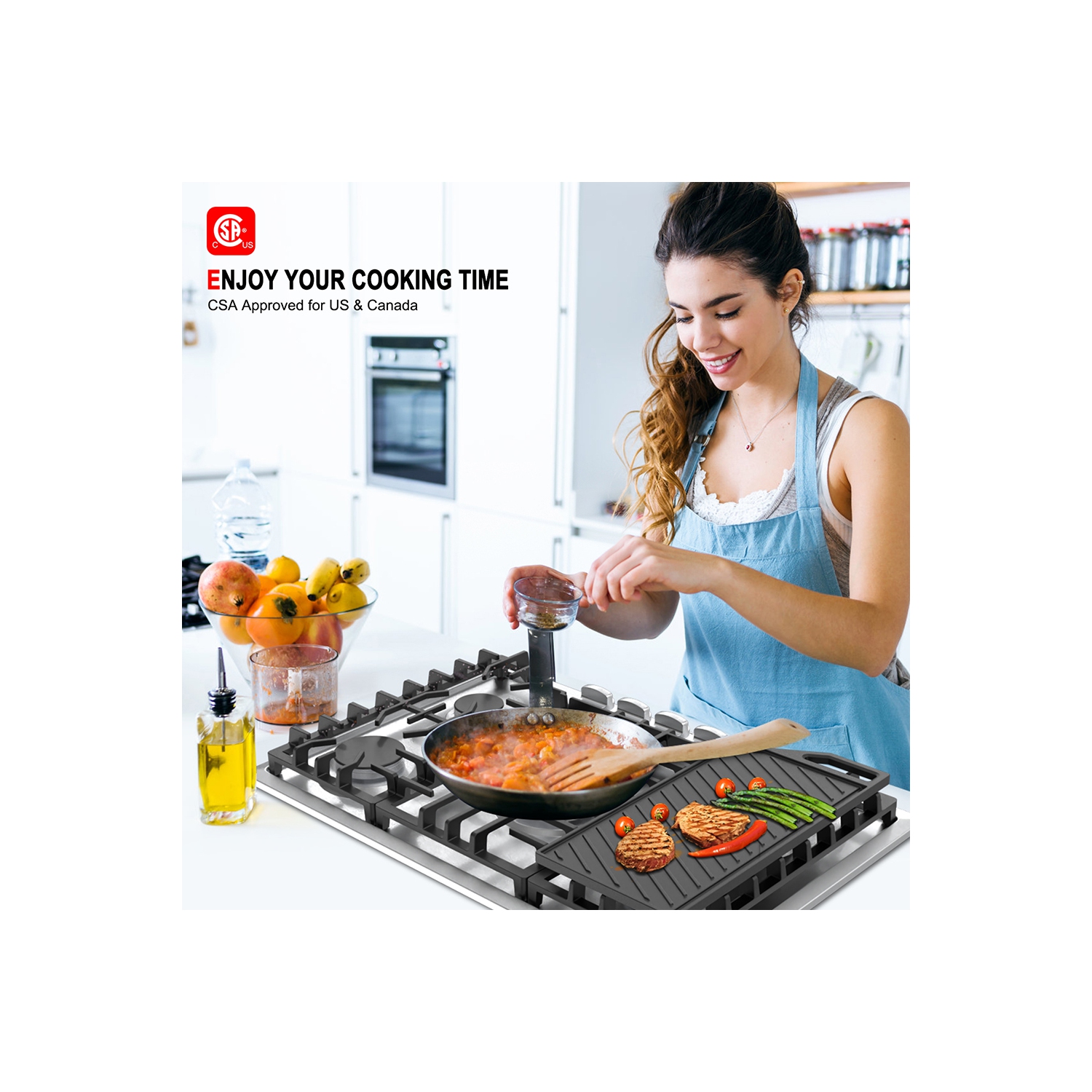 GASLAND 30" 5 Burners NG/LPG Convertible Gas Cooktop, Max 13,000 BTU Burner- Stainless Steels