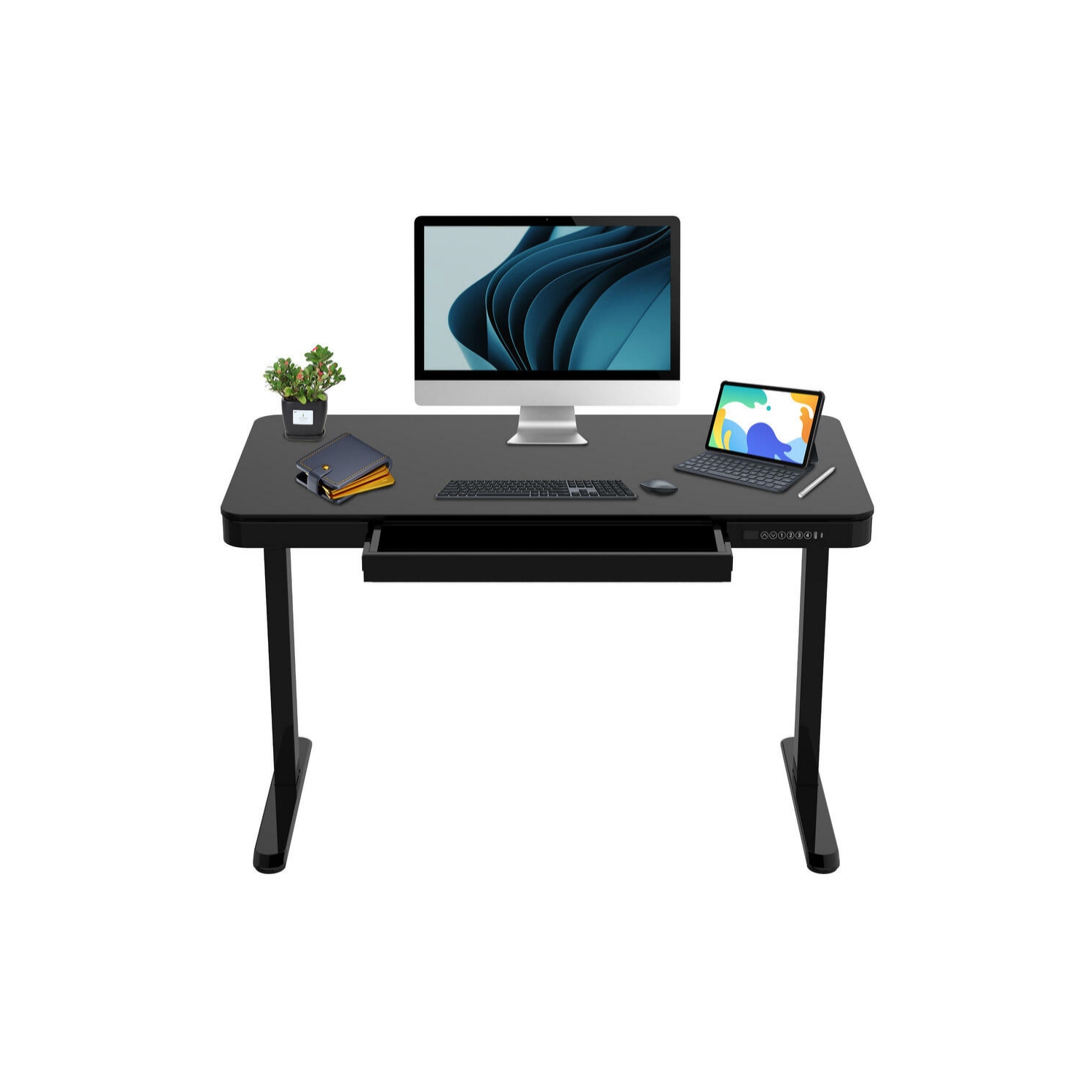 47x24inches Electric Standing Desk, Height Adjustable Sit Stand Computer Desk with Drawer, USB Posts for Home Office