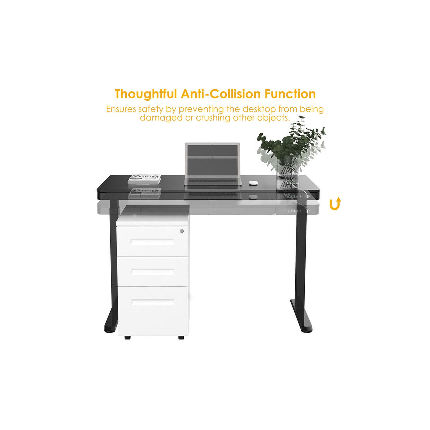47x24inches Electric Standing Desk, Height Adjustable Sit Stand Computer Desk with Drawer, USB Posts for Home Office