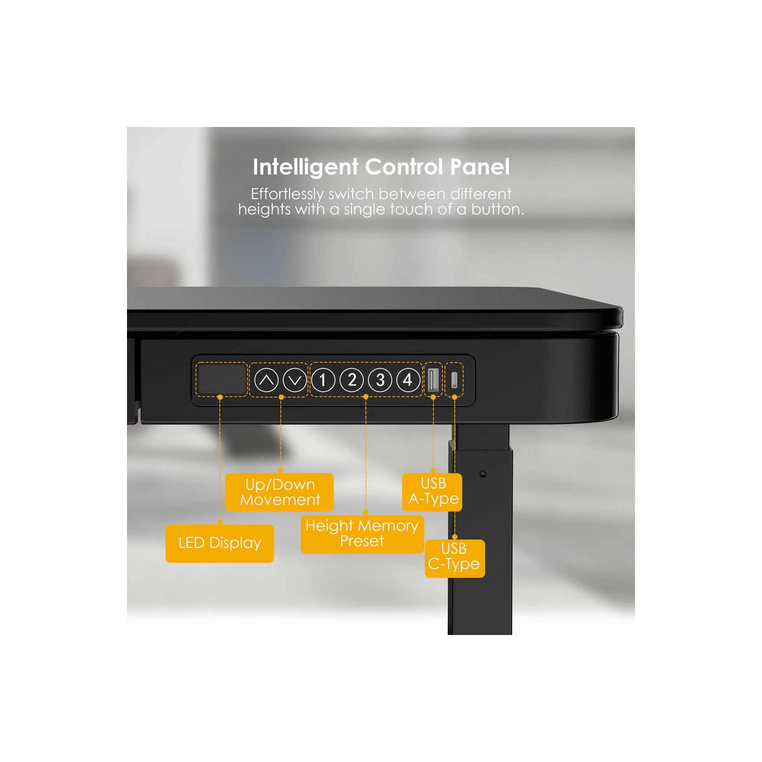 47x24inches Electric Standing Desk, Height Adjustable Sit Stand Computer Desk with Drawer, USB Posts for Home Office