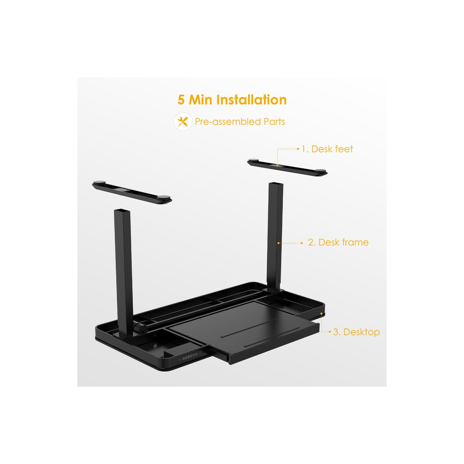 47x24inches Electric Standing Desk, Height Adjustable Sit Stand Computer Desk with Drawer, USB Posts for Home Office