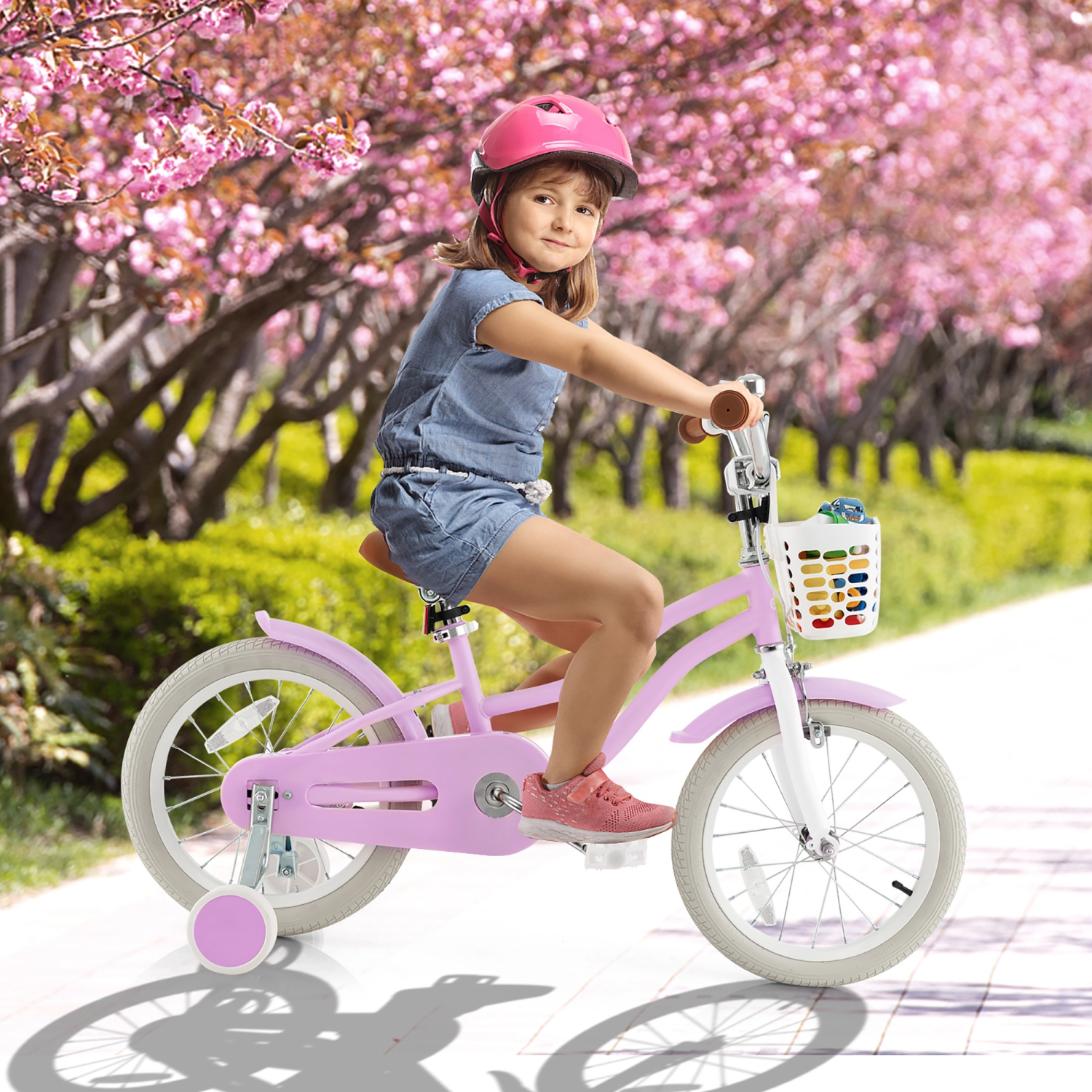 Gymax 16'' Kids Bicycle Children's Training Bicycle w/ Removable Training Wheels & Basket