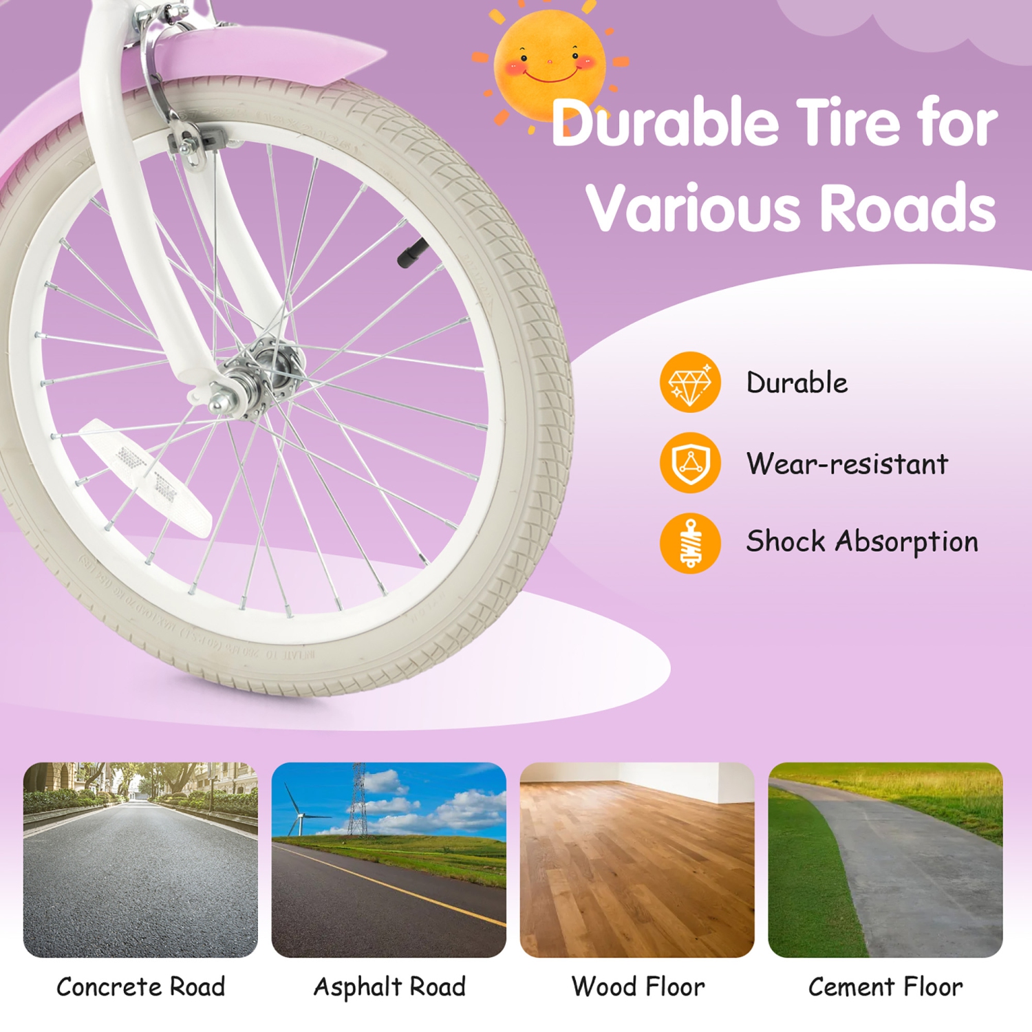 Gymax 18'' Kids Bicycle Children's Training Bicycle w/ Removable Training Wheels & Basket