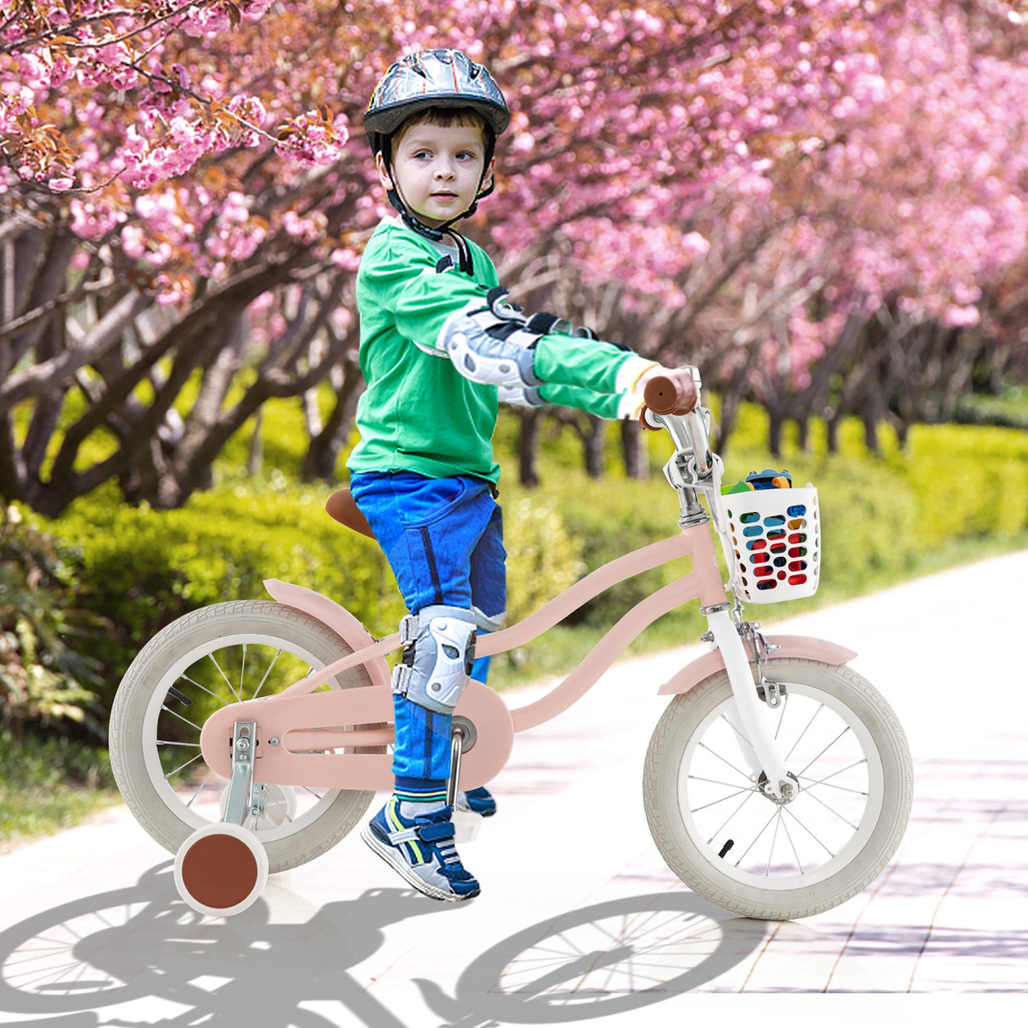Gymax 14'' Kids Bicycle Children's Training Bicycle w/ Removable Training Wheels & Basket