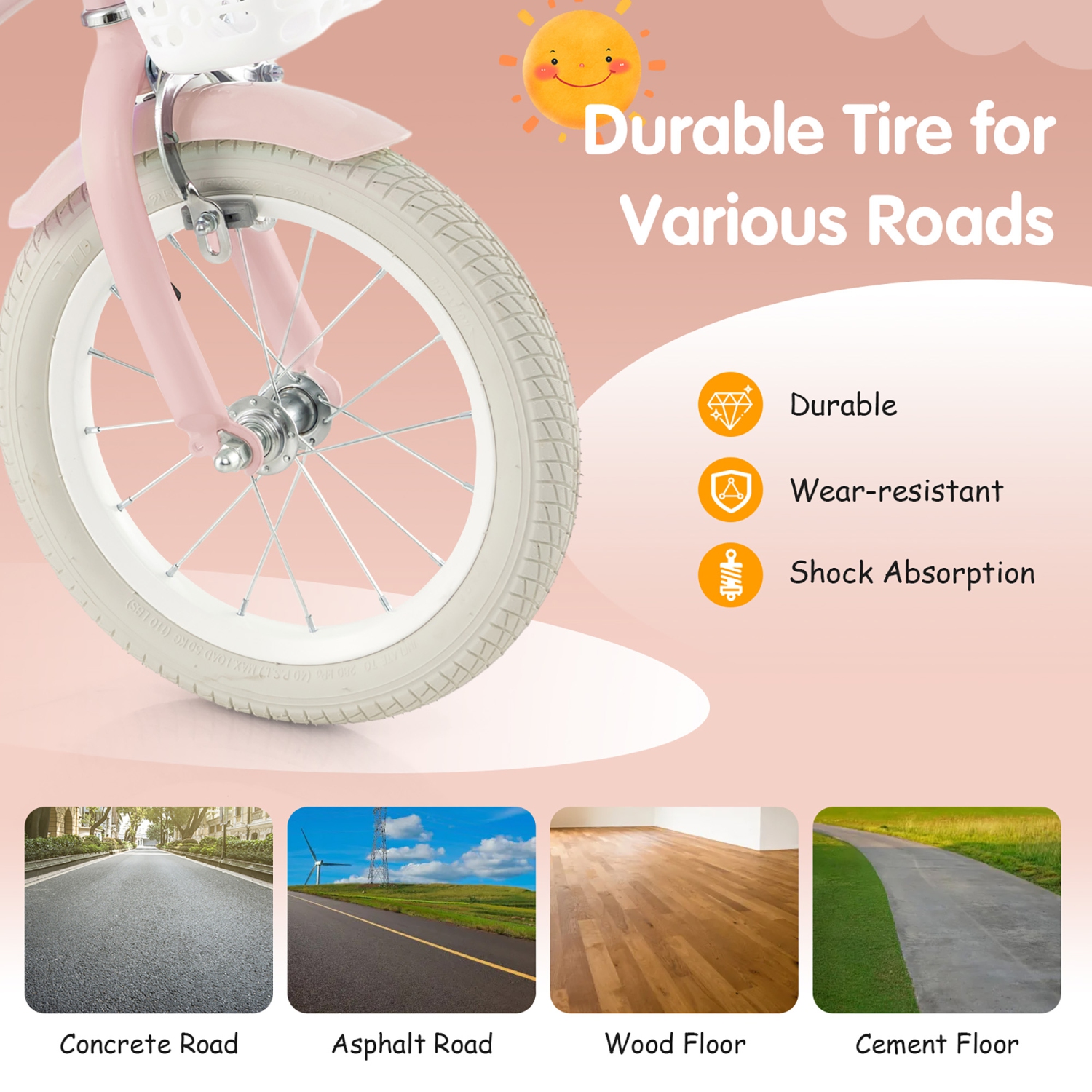 Gymax 14'' Kids Bicycle Children's Training Bicycle w/ Removable Training Wheels & Basket