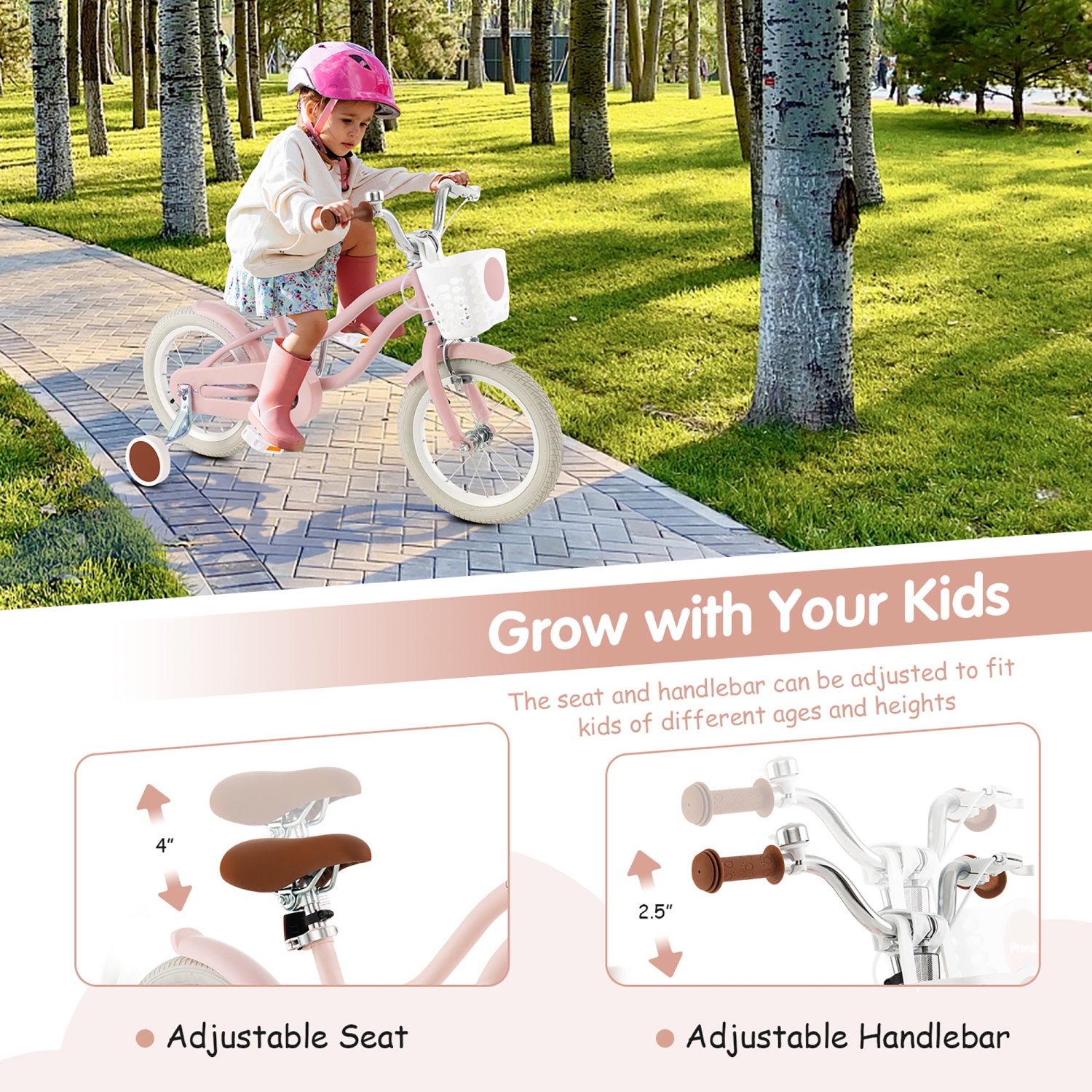 Gymax 14'' Kids Bicycle Children's Training Bicycle w/ Removable Training Wheels & Basket