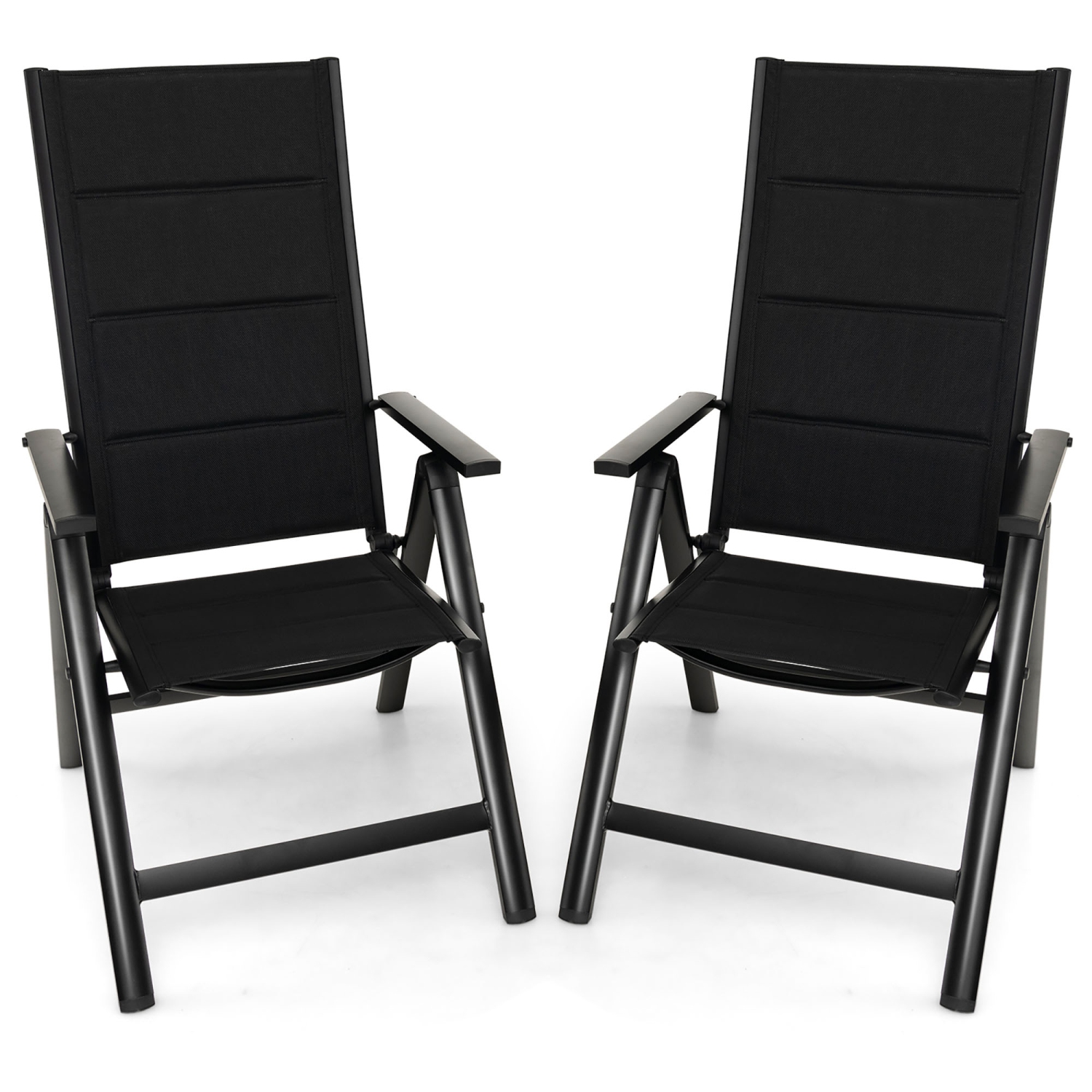 Gymax Set of 2 Patio Folding Chairs Lightweight Outdoor Dining Chairs w/ Padded Seat