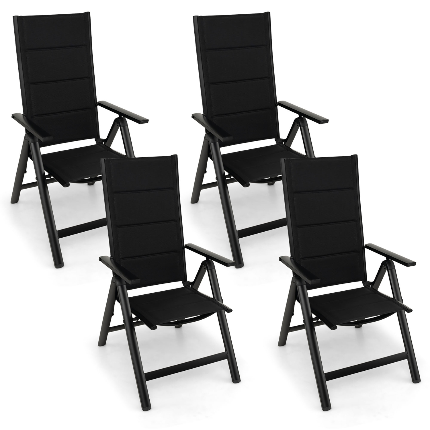 Gymax Set of 4 Patio Folding Chairs Lightweight Outdoor Dining Chairs w/ Padded Seat