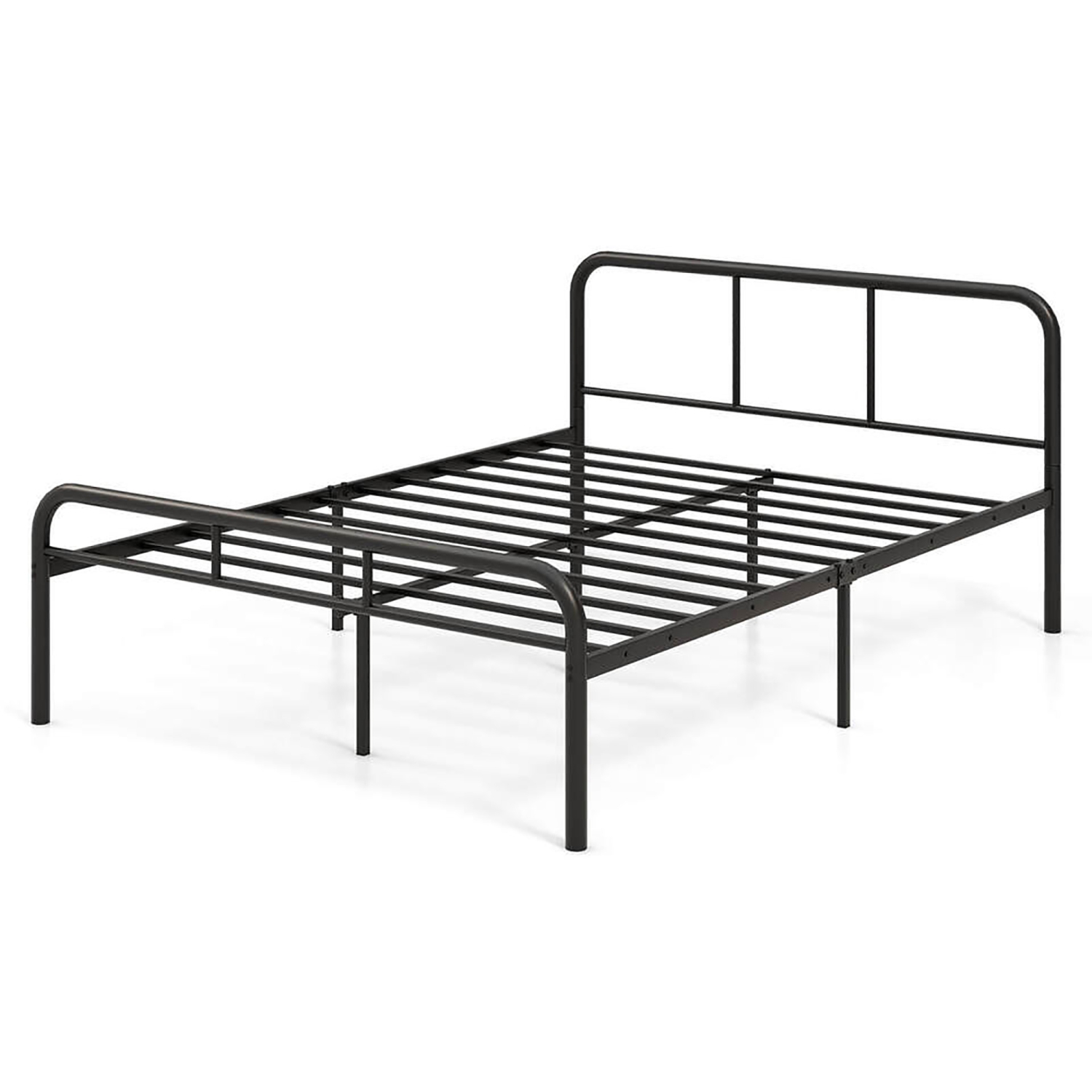 Gymax Full Size Bed Frame Metal Platform Bed Base w/ Headboard & Footboard Black