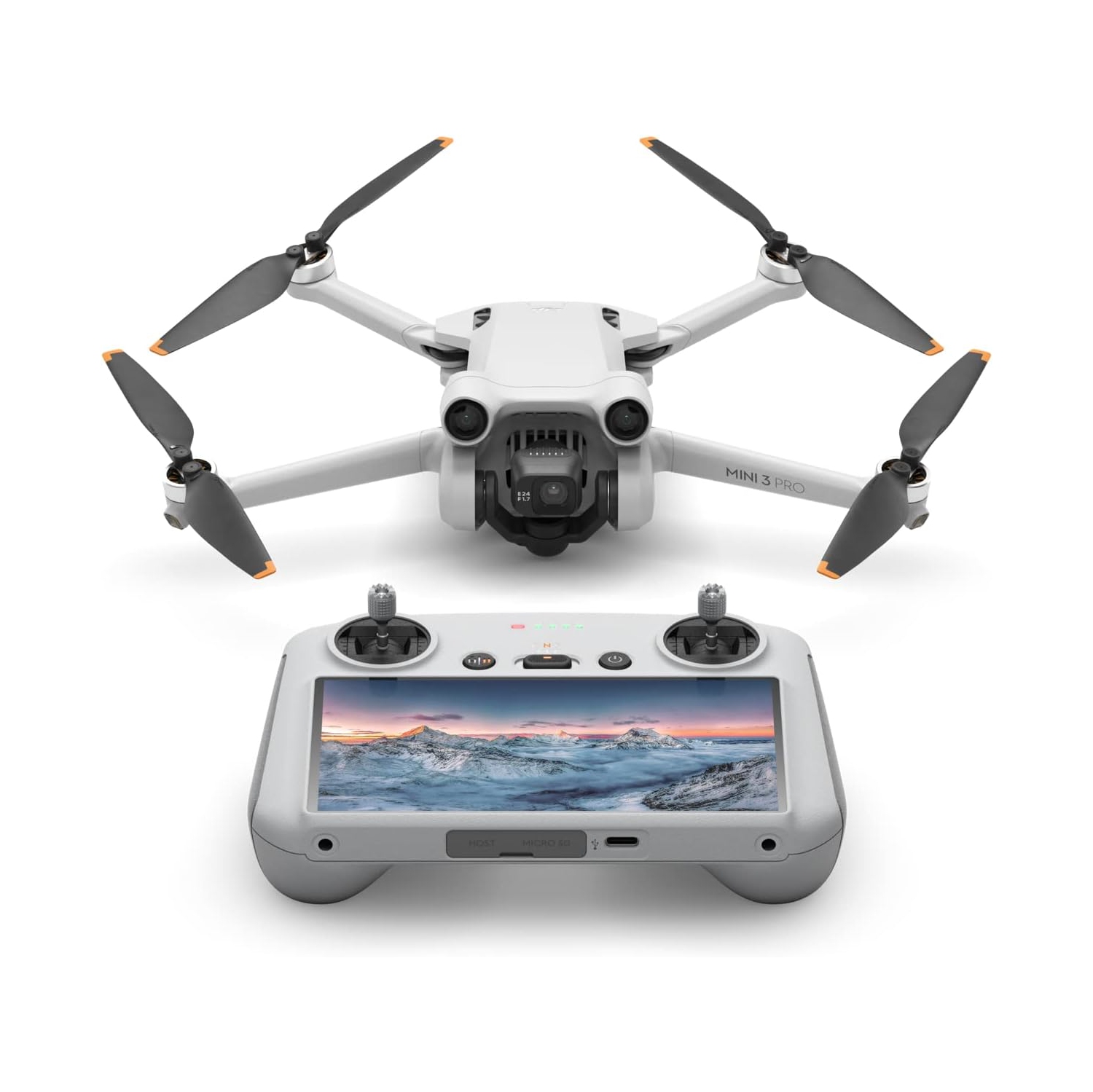 Roll over image to zoom inDJI Mini 3 Pro (DJI RC) – Lightweight and Foldable Camera Drone with 4K/60fps Video, 48MP Photo, 34-min Flight Time, Tri-Directional Obstacle Sensing