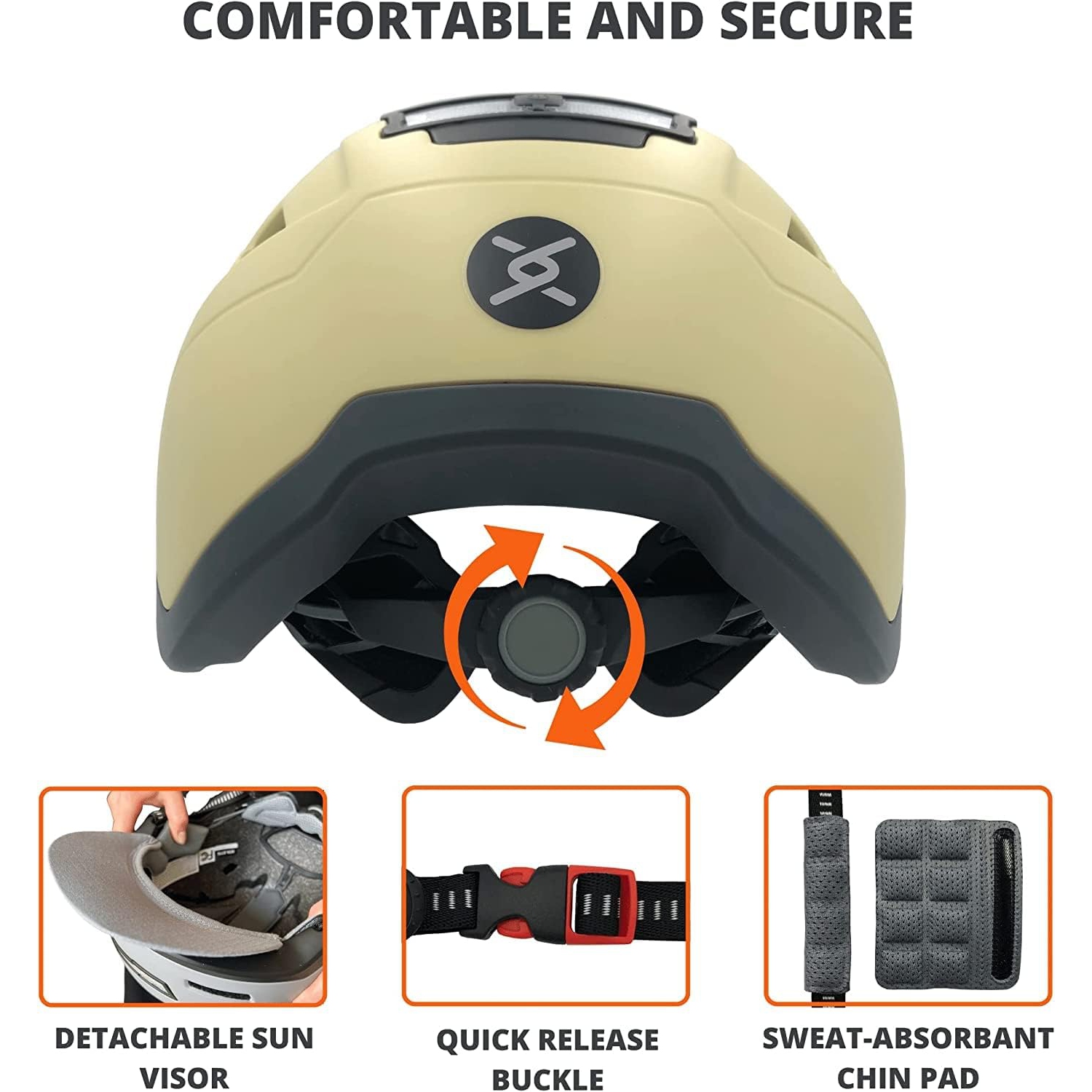 XNITO Electric Bike Helmet with LED Lights - CPSC & NTA-8776 Dual Certified - Class 3 E-Bikes, Bicycle, Scooters, Onewheel, Skateboard - HEMP