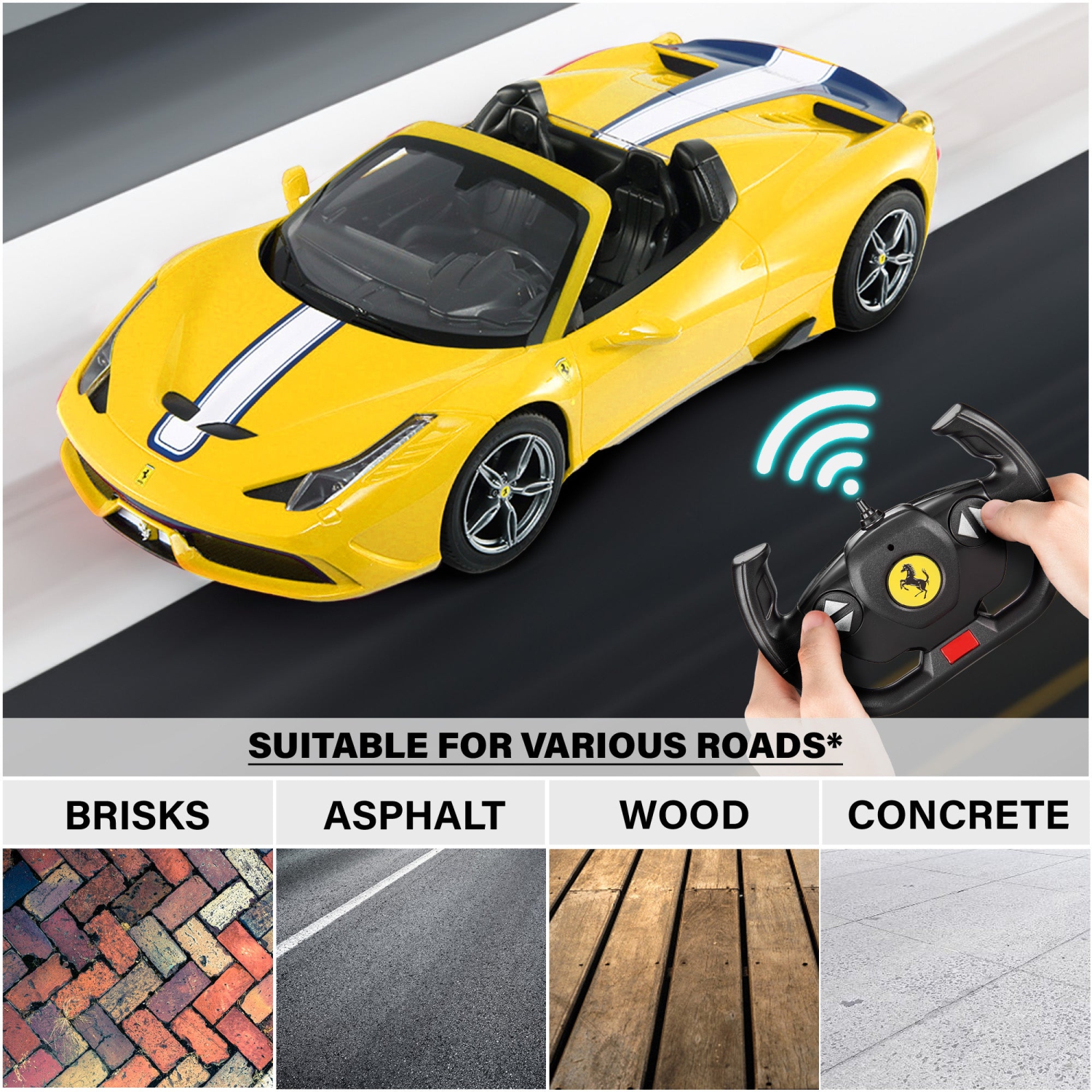 Ferrari 458 Speciale A Convertible RC Car 1/14 Scale Licensed Remote Control Toy Car with Working Lights by Rastar