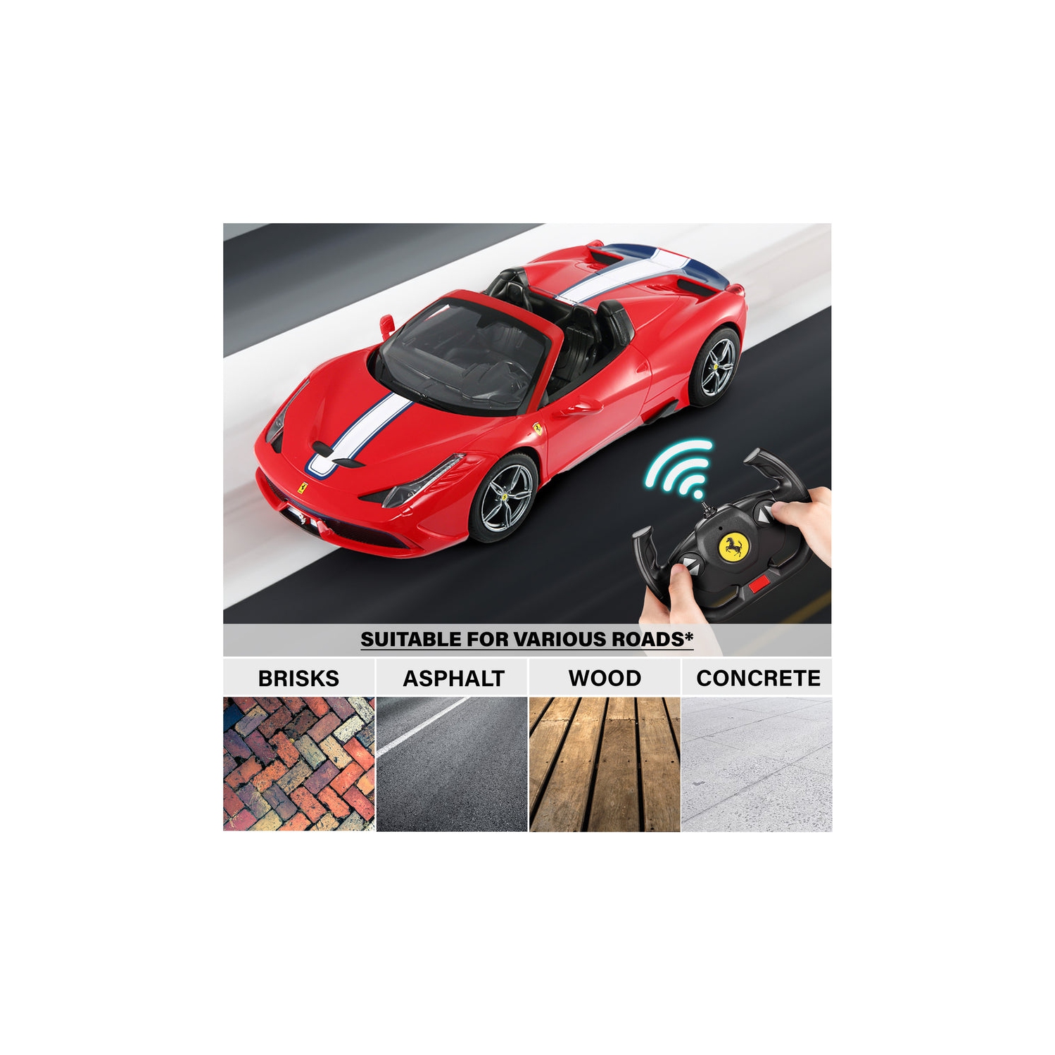 Ferrari 458 Speciale voiture télécommandée convertible à échelle 1/14 avec phares fonctionnels de Rastar