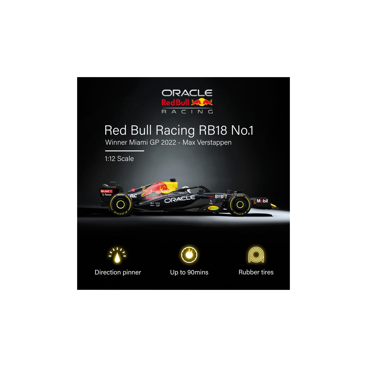 Voiture téléguidée Oracle Red Bull Racing RB18 RC à échelle 1/12, télécommande officielle F1 par Rastar