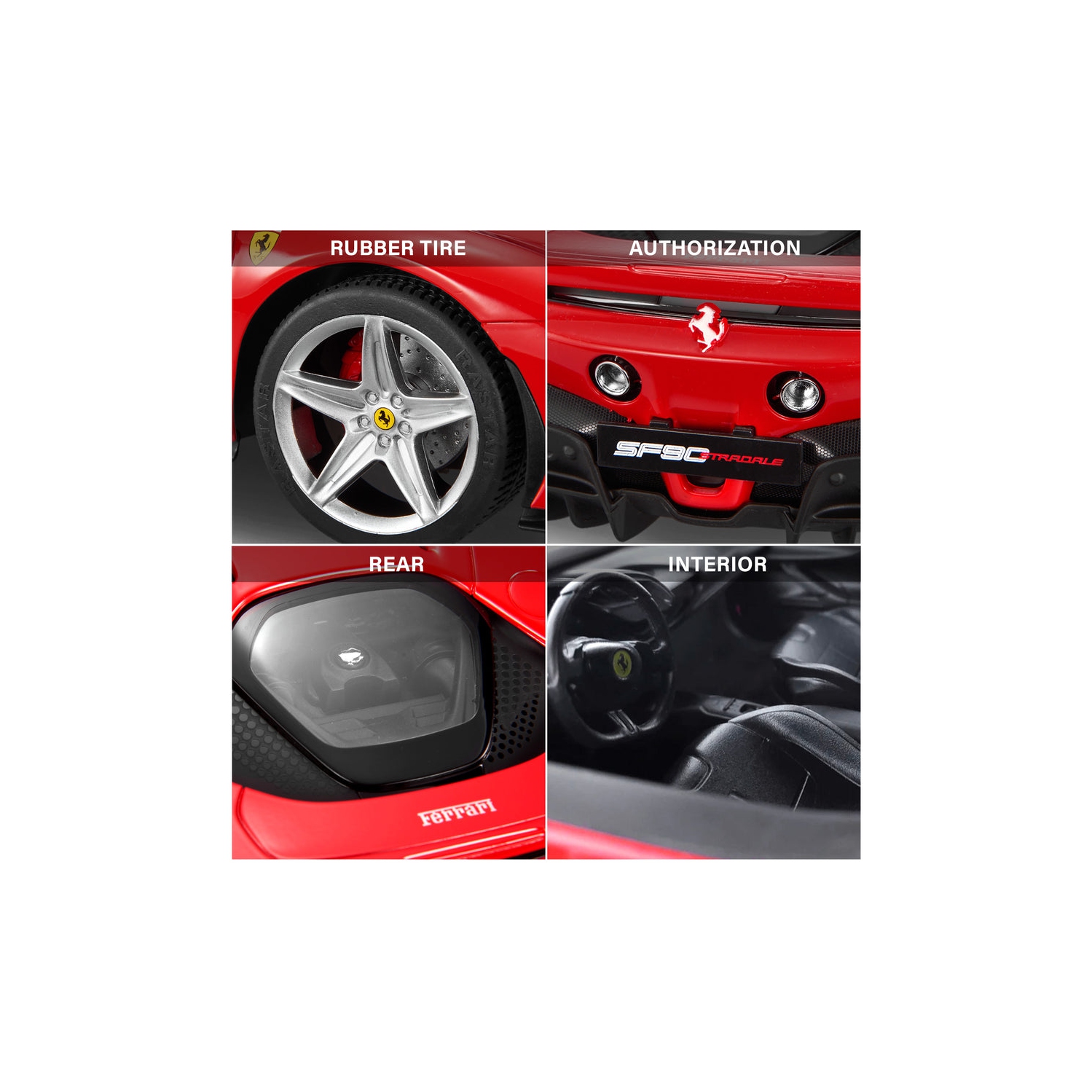 Ferrari SF90 Stradale RC Car 1/14 Scale Licensed Remote Control Toy Car with Working Lights, Rastar