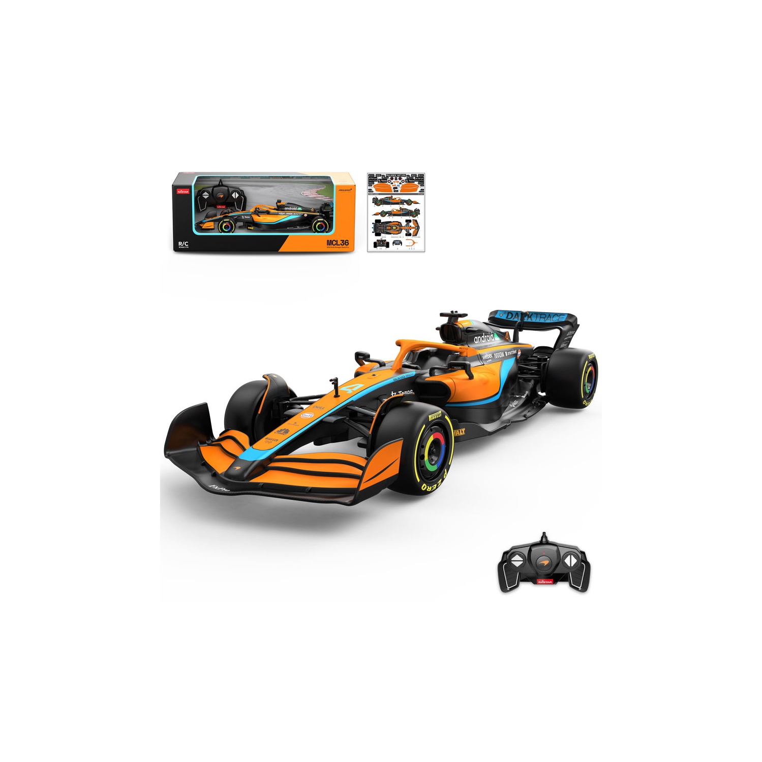 McLaren F1 MCL36 RC Car 1/18 Scale Licensed Remote Control Toy Car, Official F1 Merchandise by Rastar
