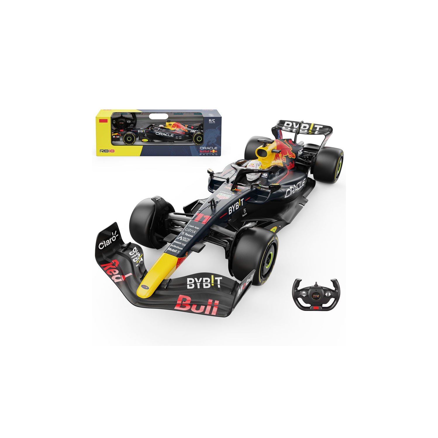 Oracle Red Bull Racing RB18 RC Car 1/12 Scale Licensed Remote Control Toy Car, Official F2 Merchandise by Rastar