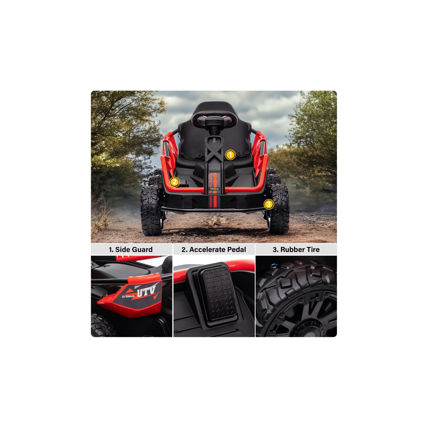 6 Wheel UTV 24V Ride on Car with Remote Control, 4WD, EVA Tires