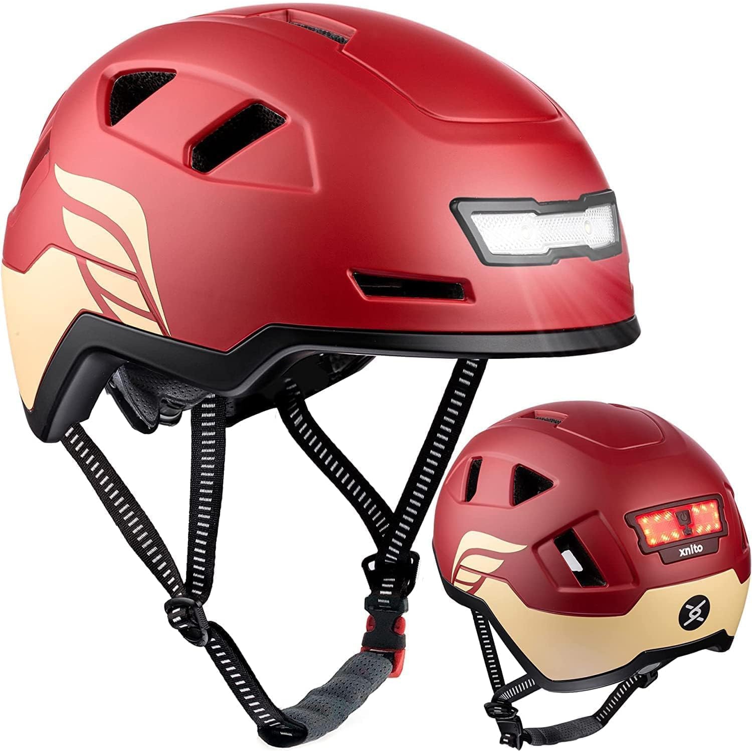 XNITO Electric Bike Helmet with LED Lights - CPSC & NTA-8776 Dual Certified - Class 3 E-Bikes, Bicycle, Scooters, Onewheel, Skateboard - VALKYRIE
