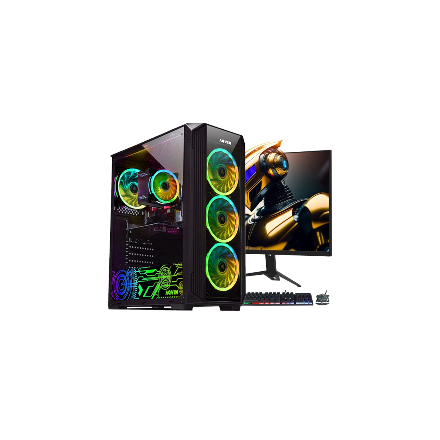 AQVIN ZForce Gaming Desktop Computer PC with 27-inch Curved Gaming Monitor| Intel Hexa-Core i7 up to 4.60 GHz| GeForce RTX 3080 10GB GDDR6| 32GB DDR4 RAM| 1TB SSD| Windows 11 Pro