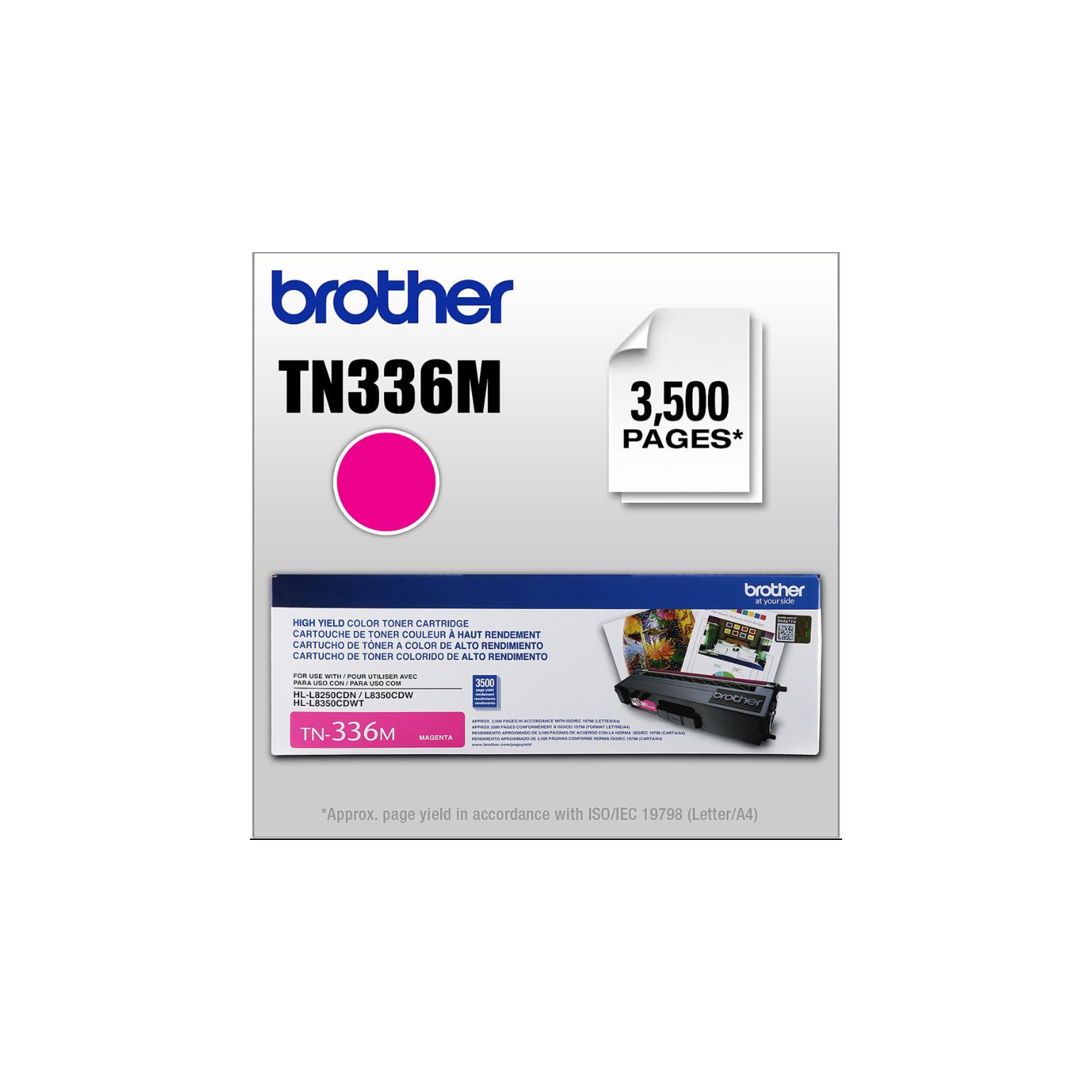 ** GARANTIE DE 365 JOURS **/ Cartouche de toner magenta d'origine à haut rendement Brother 336&nbsp;M, pour&nbsp;: HL-L8250 - MFC-L8850CDW. Par