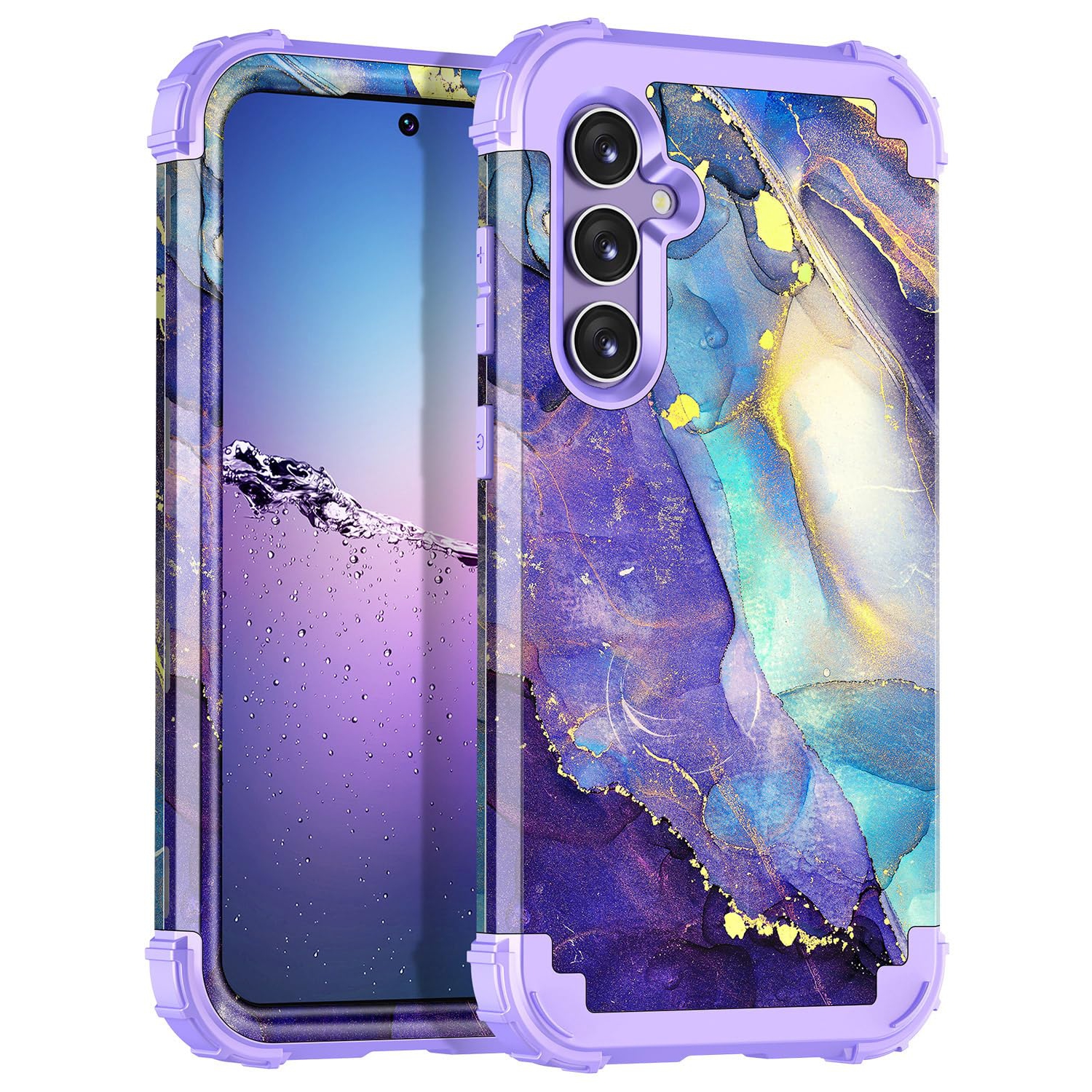 Galaxy S24 5G Case,Shockproof Three Layer Heavy Duty Soft Silicone Rubber Bumper+Hard Plastic Hybrid Protective Case for Samsung Galaxy S24 6.2 inch,