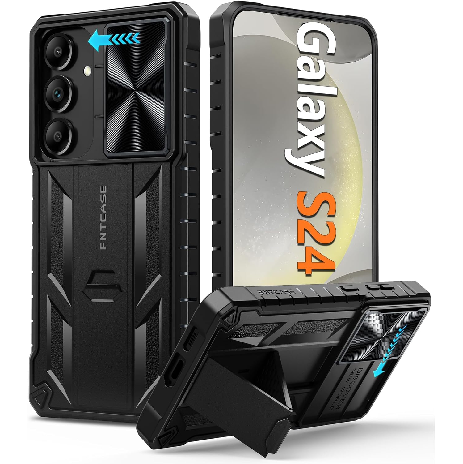 Étui de protection pour Galaxy S24 de Samsung : Étui pour téléphone cellulaire résistant aux chutes de qualité militaire avec béquille et glissière |
