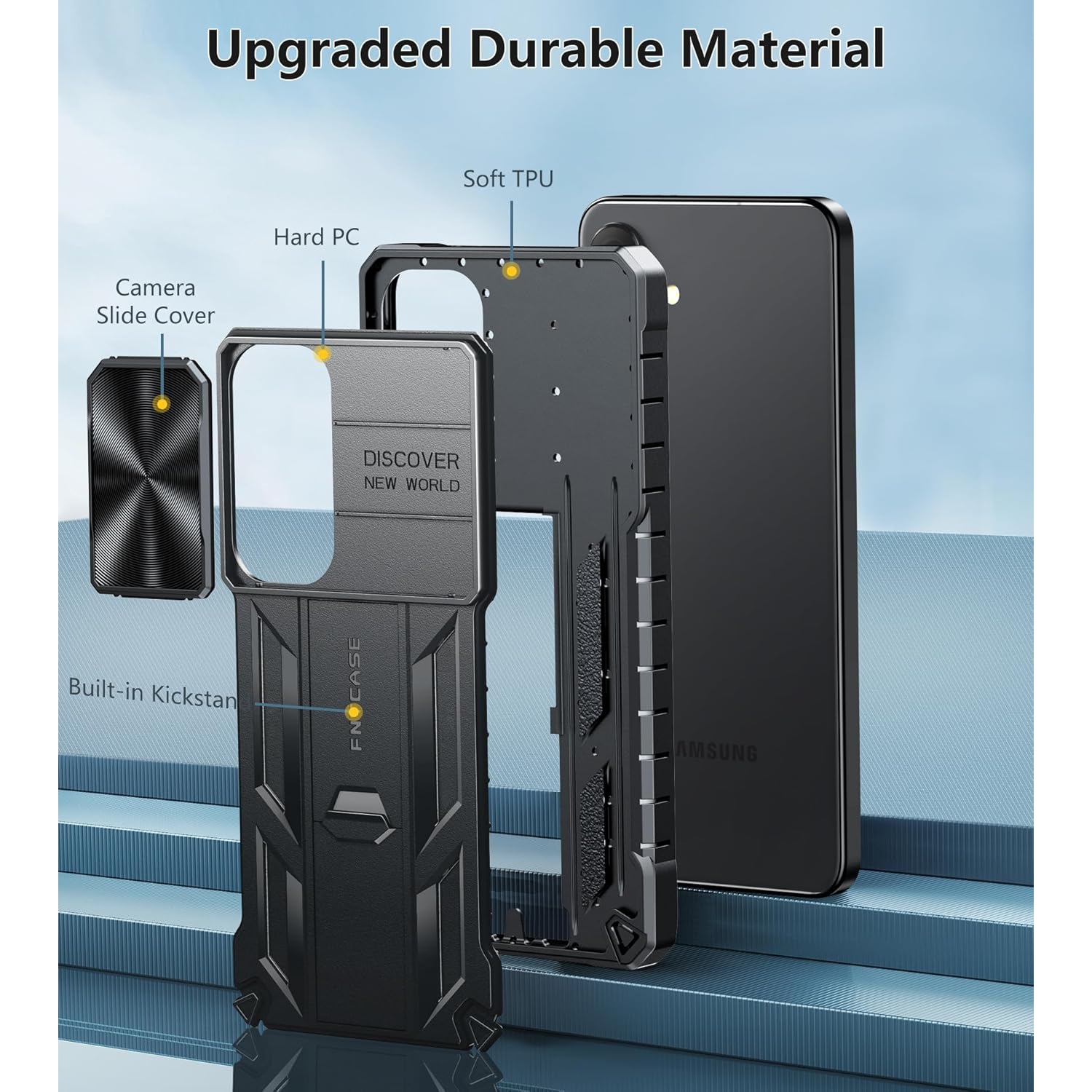 Étui de protection pour Galaxy S24 de Samsung : Étui pour téléphone cellulaire résistant aux chutes de qualité militaire avec béquille et glissière |