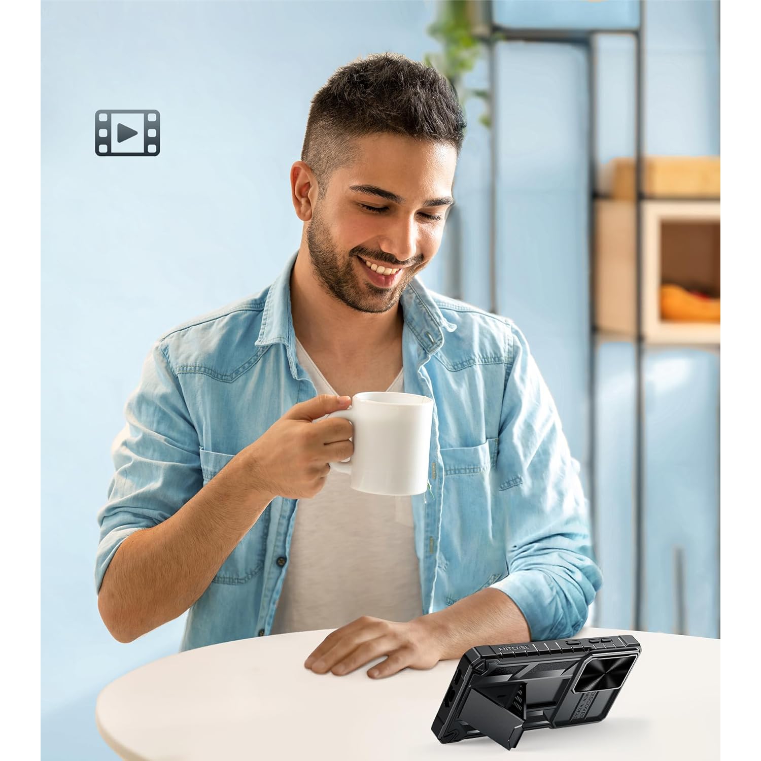 Étui de protection pour Galaxy S24 de Samsung : Étui pour téléphone cellulaire résistant aux chutes de qualité militaire avec béquille et glissière |