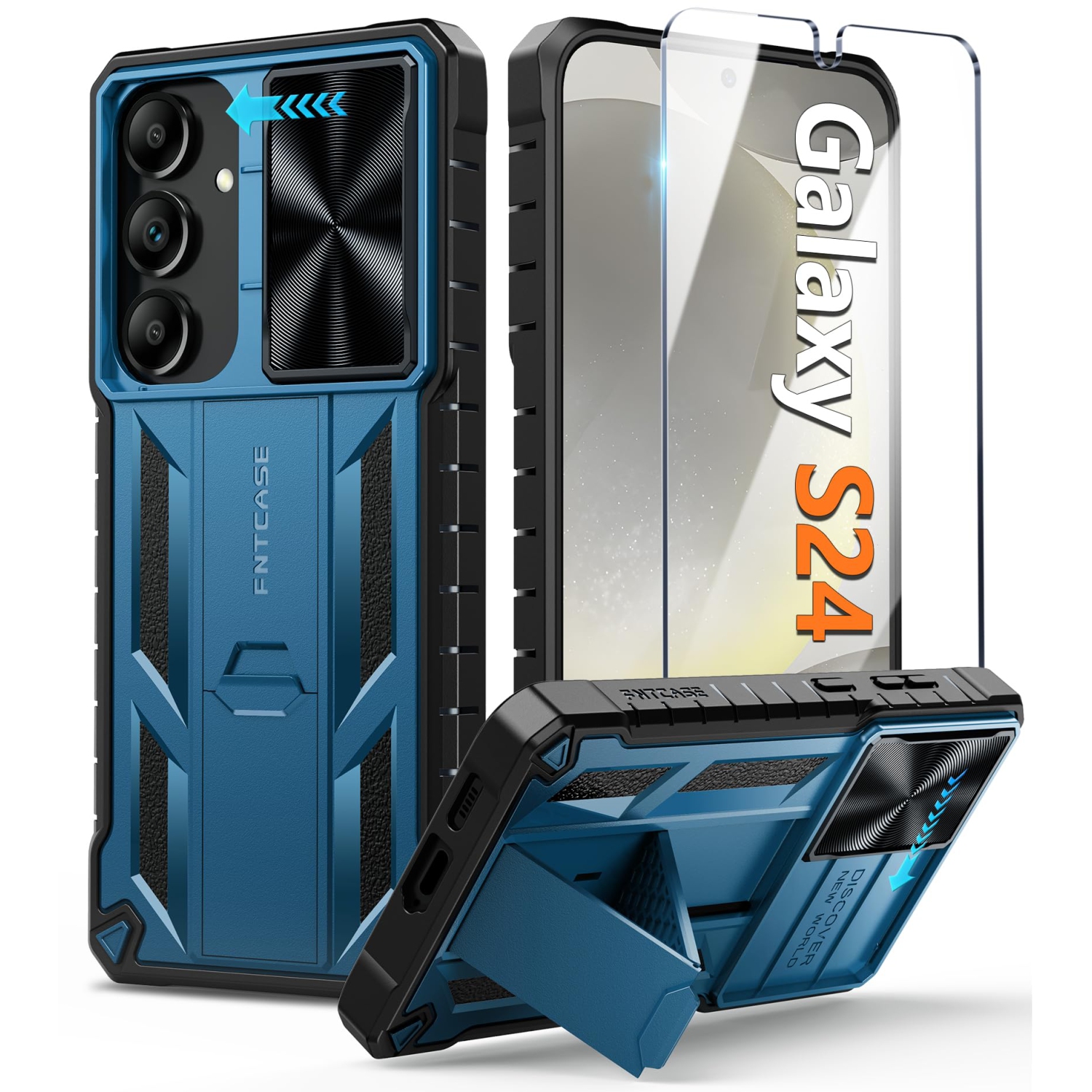 Samsung-Galaxy S24 Protective Case: Military Grade Dropproof Cell Phone Cover with Kickstand & Slide | Heavy Duty Rugged Bumper Textured