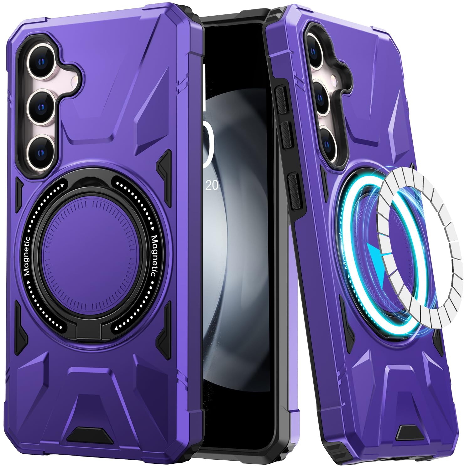 Strong Magnetic for Samsung Galaxy S24 Case - Military-Grade Drop Tested - Built-in Kickstand Shockproof Protective Phone Case 6.1”