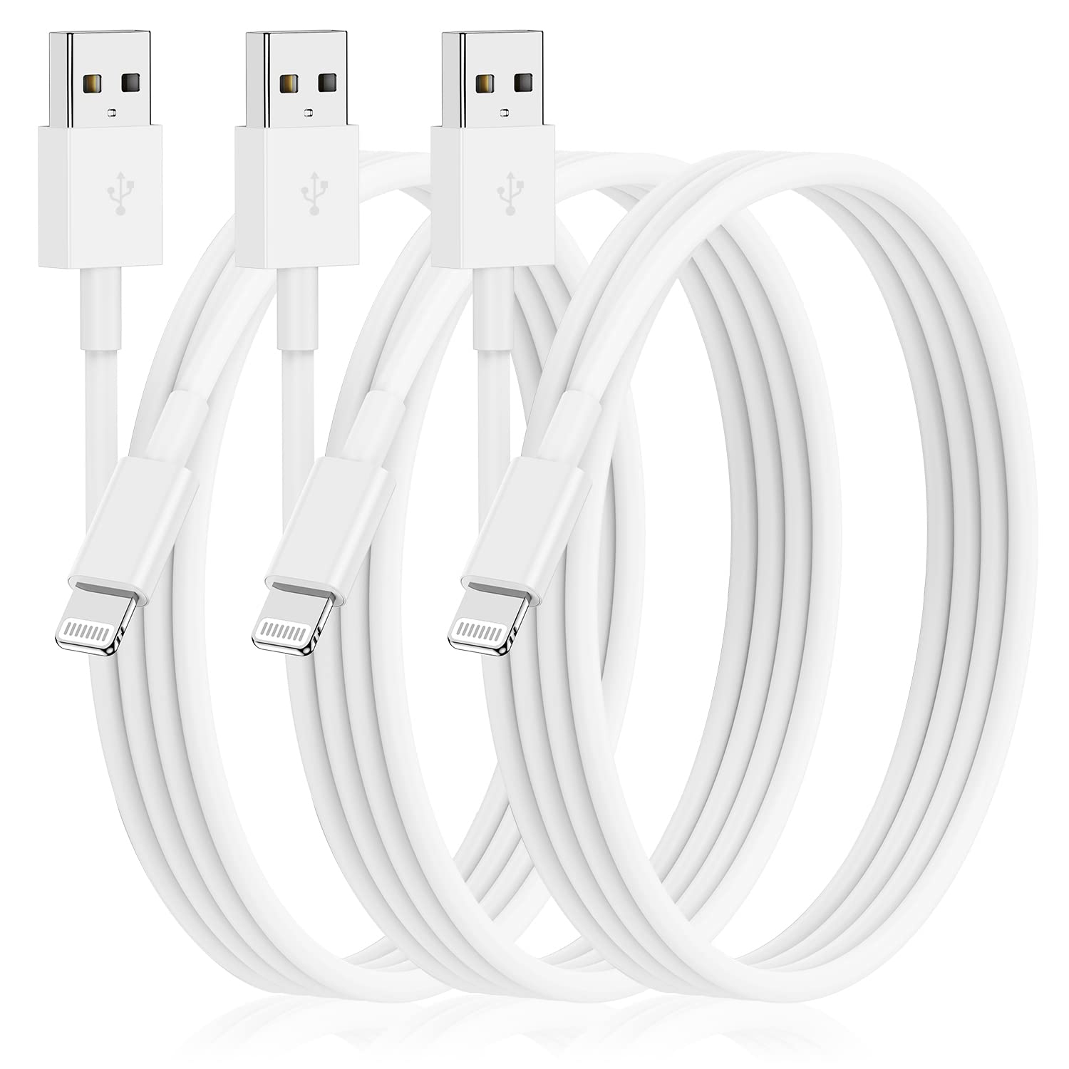 3Pack for Apple MFI Certified Charging Lightning Cable to USB Wire Charger Cords for Apple iPhone 14/13/12 Xs Max XR X 8 7 6 5 Plus SE iPad Mini AirPod