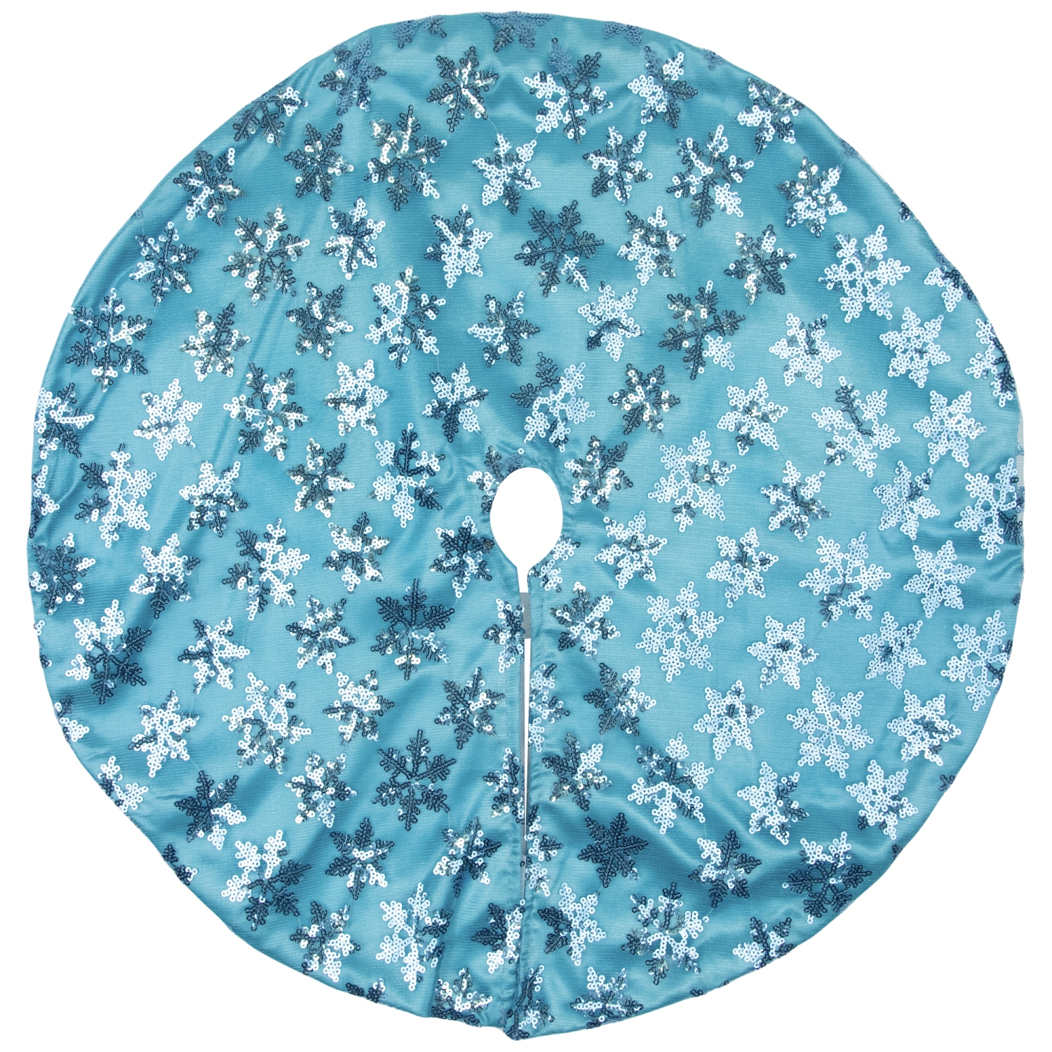 Sequin Snowflake Pattern Mini Christmas Tree Skirt - Blue - 20"