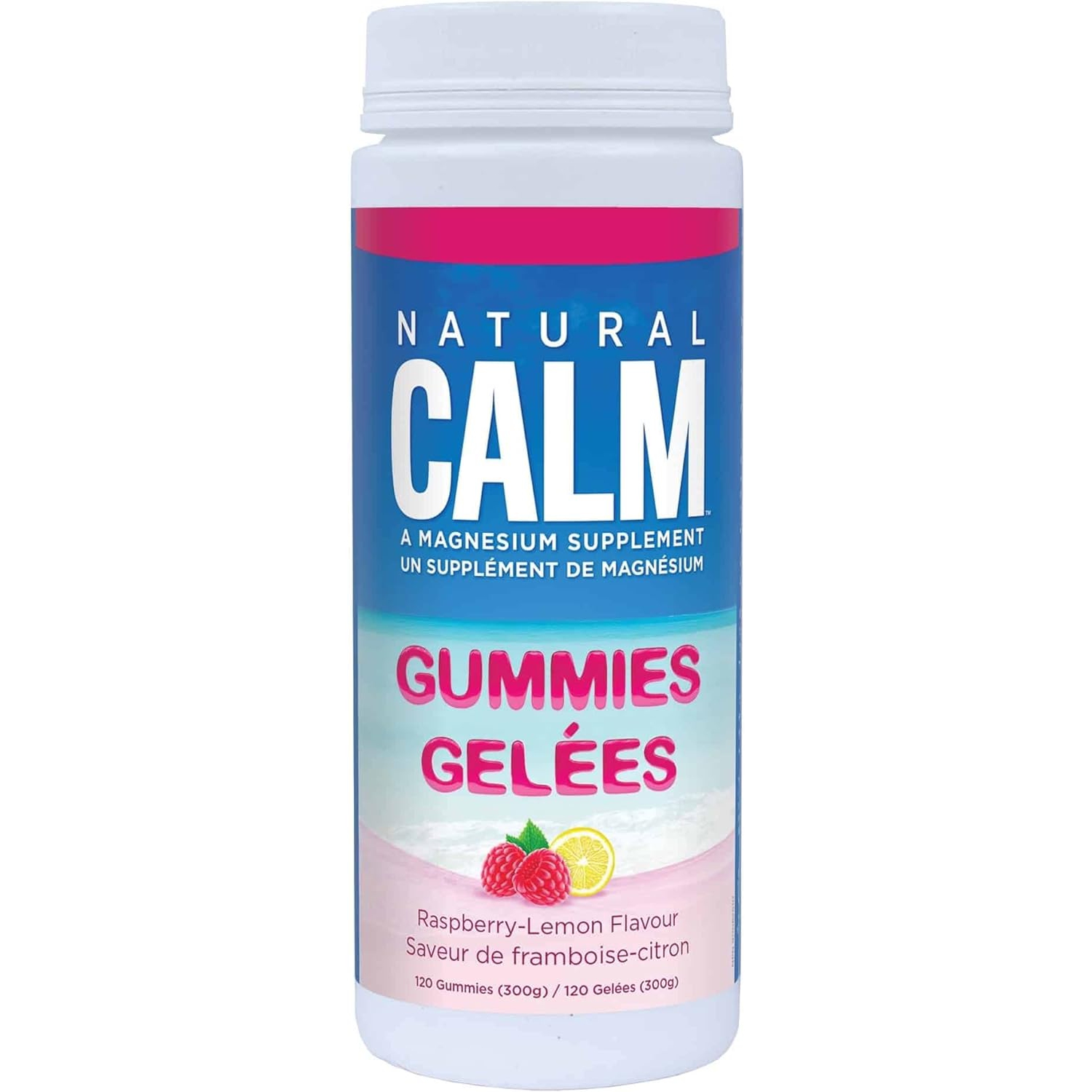 Natural Calm Magnesium Gummies (Raspberry Lemon Flavour), 120 Count - Chewable