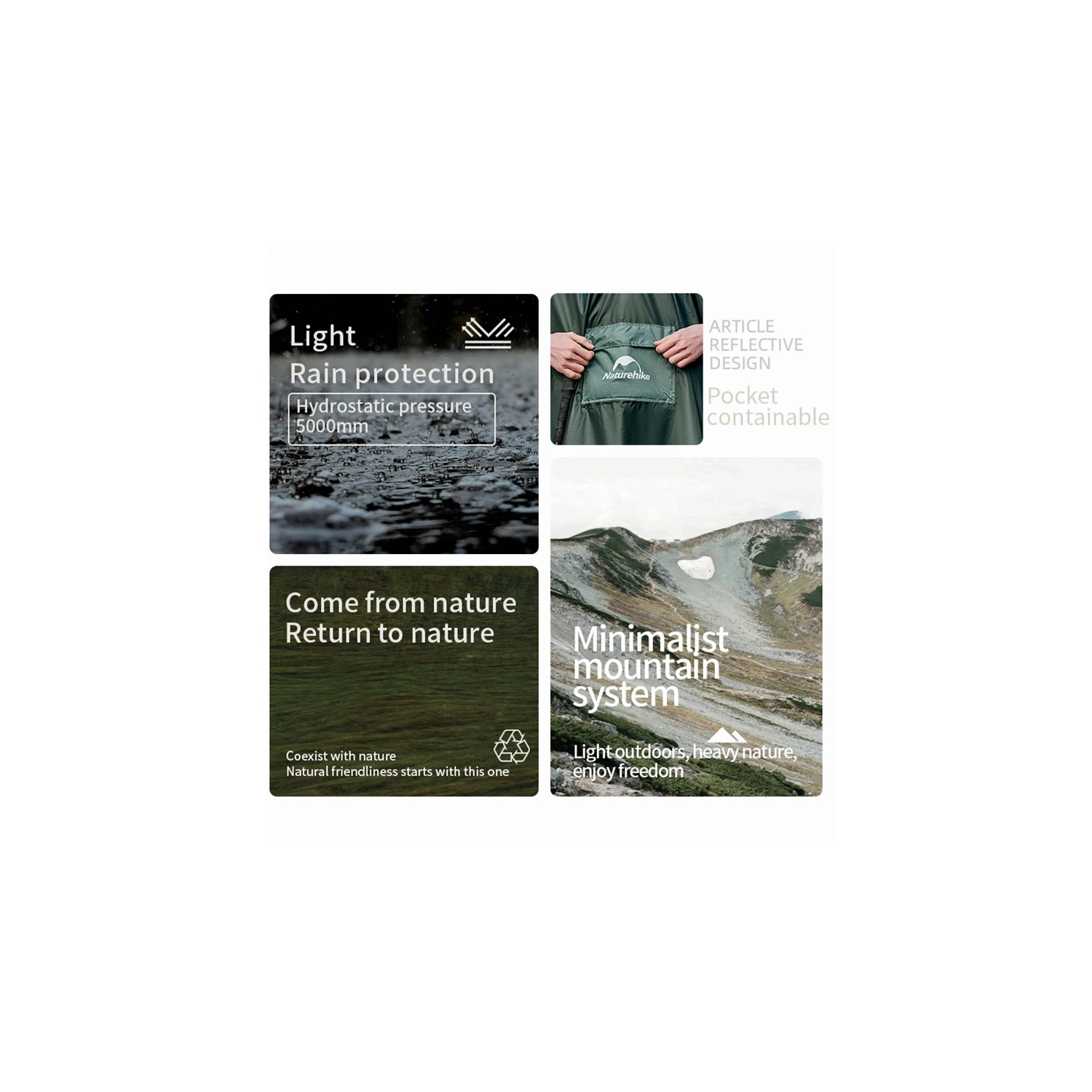 Naturehike Poncho | Camping Hooded imperméable extérieur unisexe léger