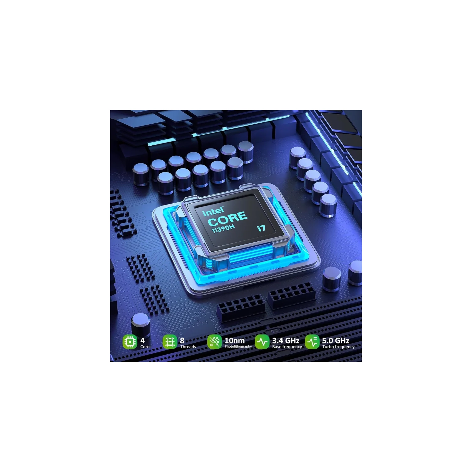Mini PC: Core i7-11390H, 16GB DDR4, 512GB NVME SSD, WiFi 6 