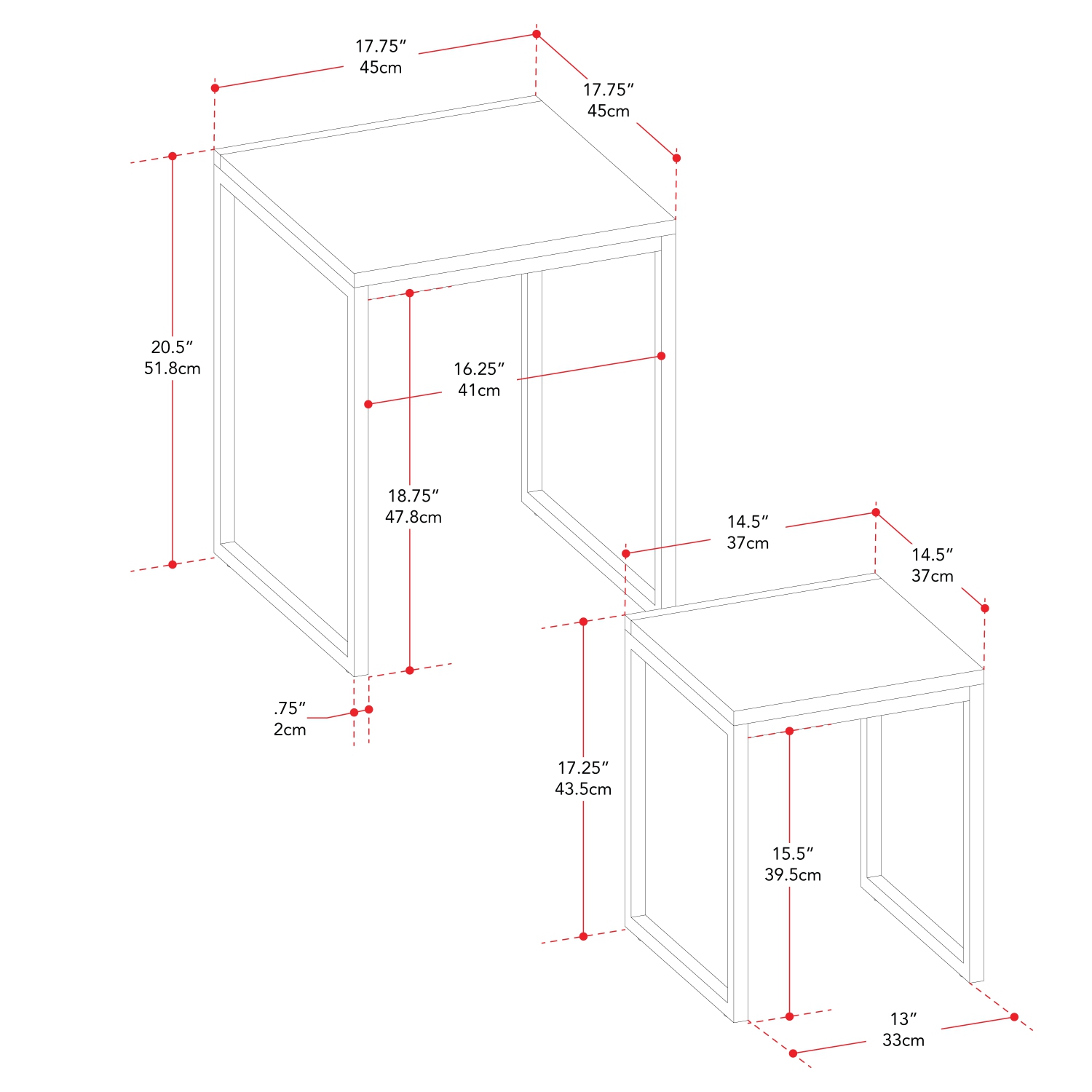 CorLiving LFF-390-C Square Nesting Side Tables