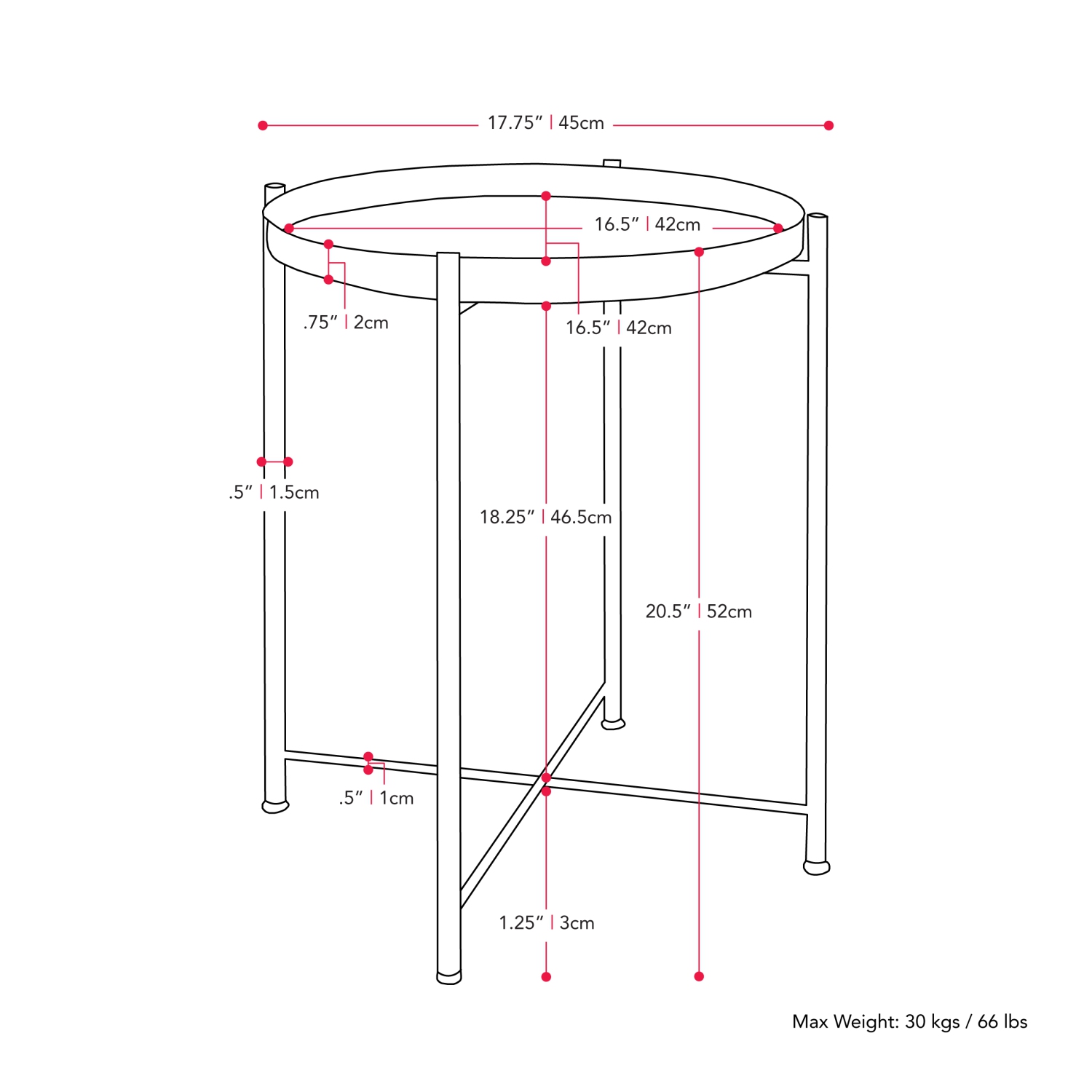 CorLiving Ayla Black Metal End Table With Removable Tray