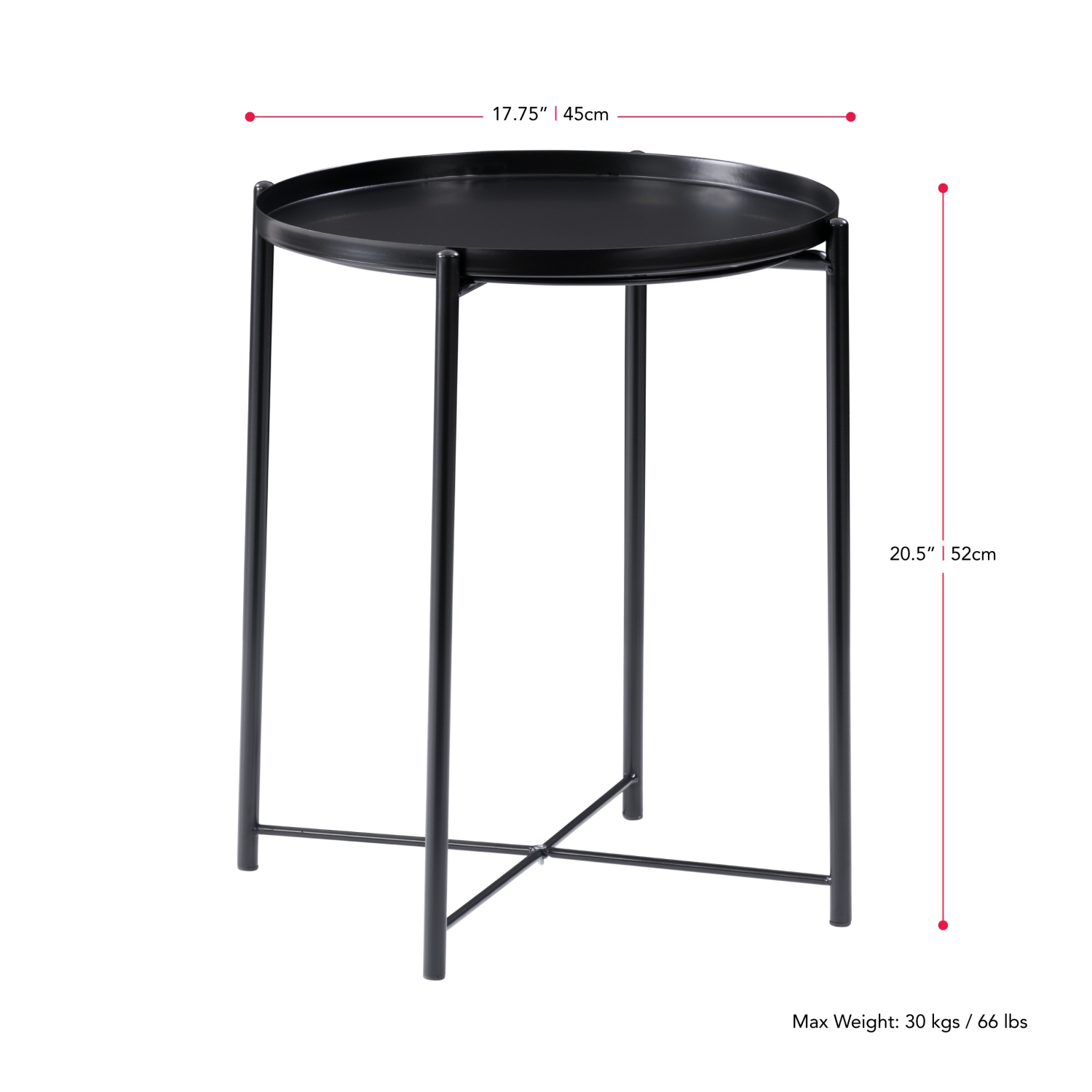 CorLiving Ayla Black Metal End Table With Removable Tray