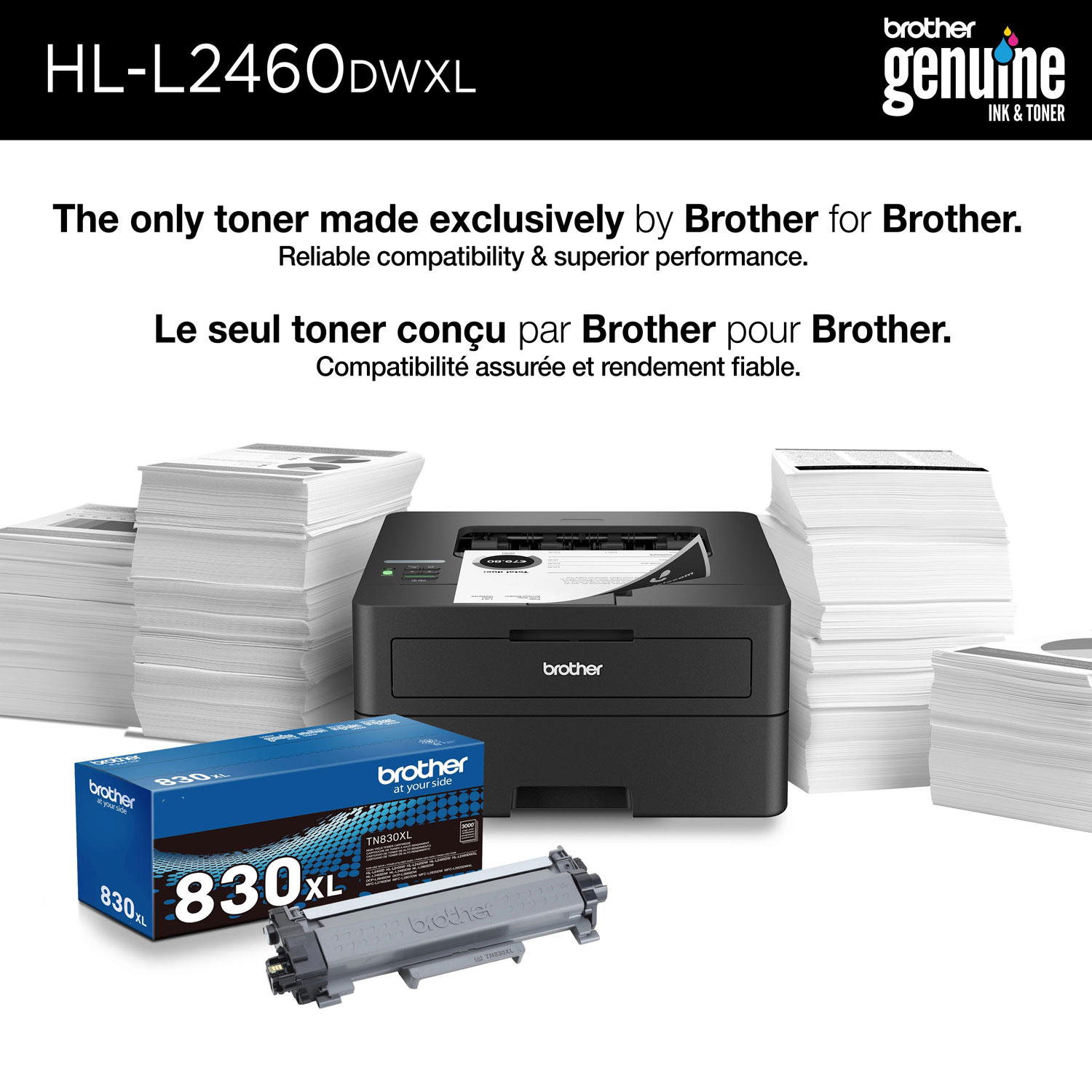 Imprimante laser monochrome sans fil HLL2460DWXL recto verso de Brother avec toner pour 4200 impressions - Exclusivité de Best Buy