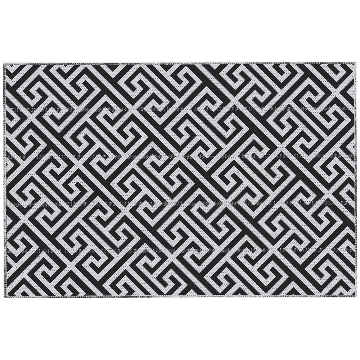Outsunny Reversible Outdoor RV Rug, 6' x 9' Patio Floor Mat, Plastic Straw Rug for Backyard, Deck, Picnic, Beach, Camping, Black and White
