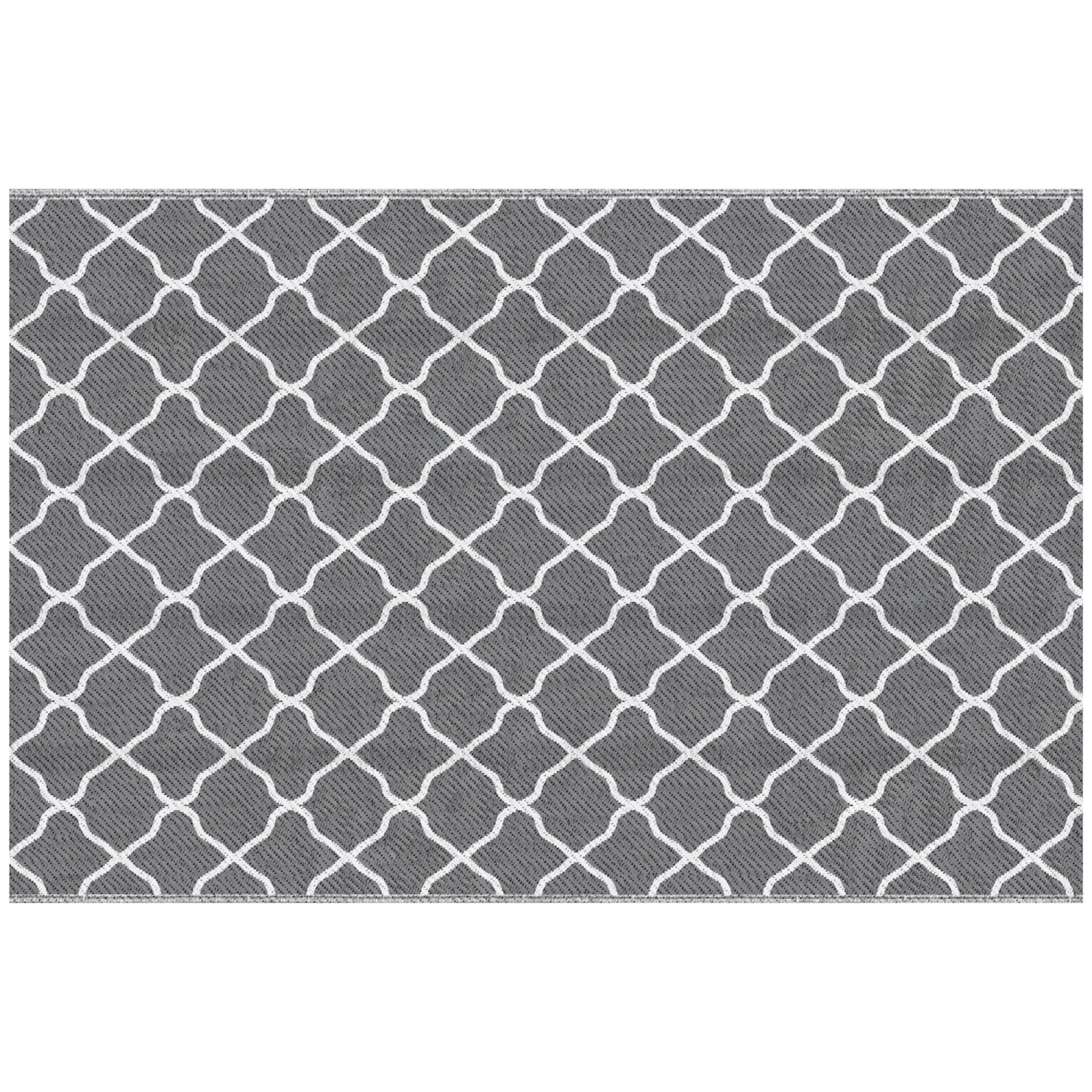 Outsunny Portable Outdoor Rug, 6' x 9' Reversible Mat, Waterproof Plastic Straw RV Rug for Backyard, Deck, Picnic, Beach, Camping, Grey & White Net