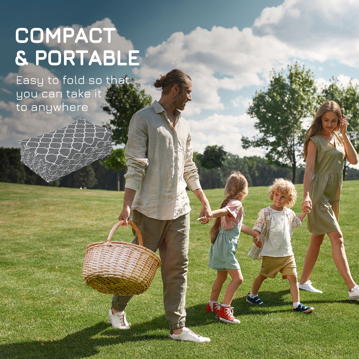 Outsunny Portable Outdoor Rug, 6' x 9' Reversible Mat, Waterproof Plastic Straw RV Rug for Backyard, Deck, Picnic, Beach, Camping, Grey & White Net