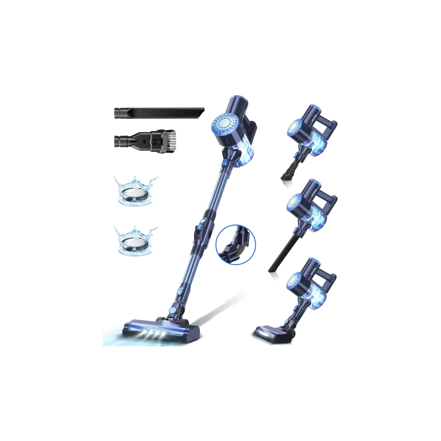 Cordless Vacuum Cleaner: 6-in-1 Stick Vacuum with 180° Bendable Wand, Powerful Suction, Self-Stand, Rechargeable, Lightweight - Ideal for Hardwood