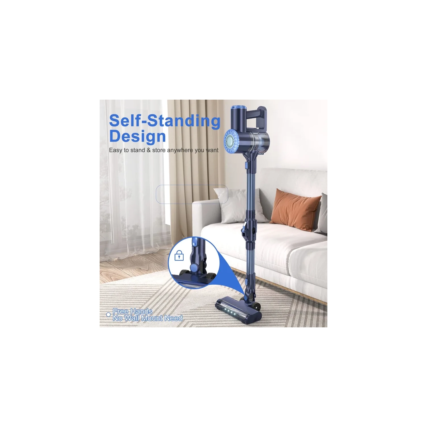 Cordless Vacuum Cleaner: 6-in-1 Stick Vacuum with 180° Bendable Wand, Powerful Suction, Self-Stand, Rechargeable, Lightweight - Ideal for Hardwood