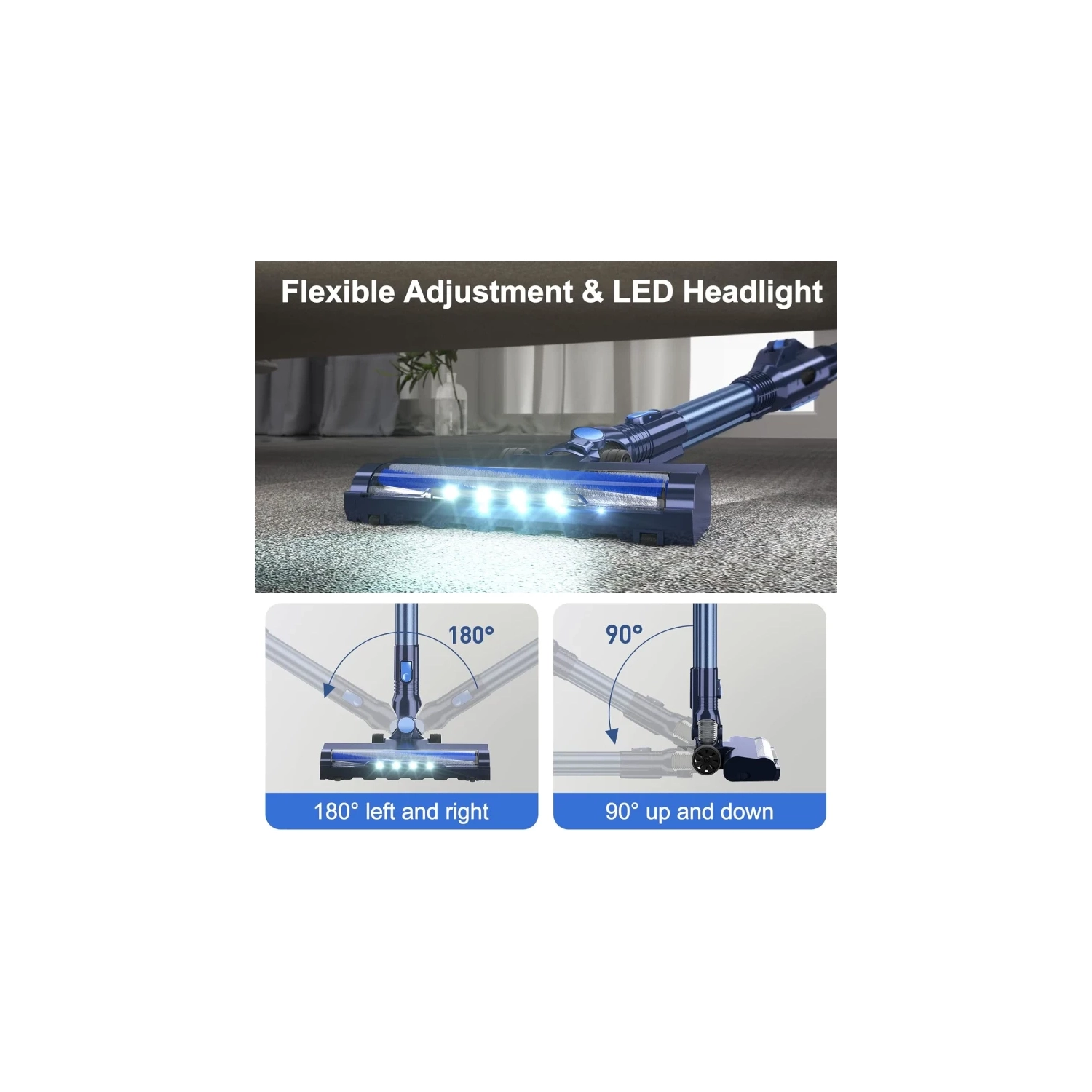 Cordless Vacuum Cleaner: 6-in-1 Stick Vacuum with 180° Bendable Wand, Powerful Suction, Self-Stand, Rechargeable, Lightweight - Ideal for Hardwood