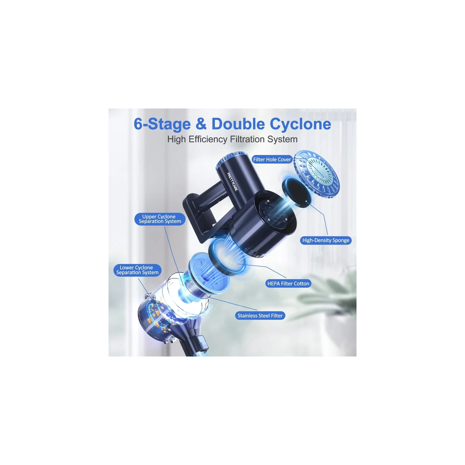 Cordless Vacuum Cleaner: 6-in-1 Stick Vacuum with 180° Bendable Wand, Powerful Suction, Self-Stand, Rechargeable, Lightweight - Ideal for Hardwood