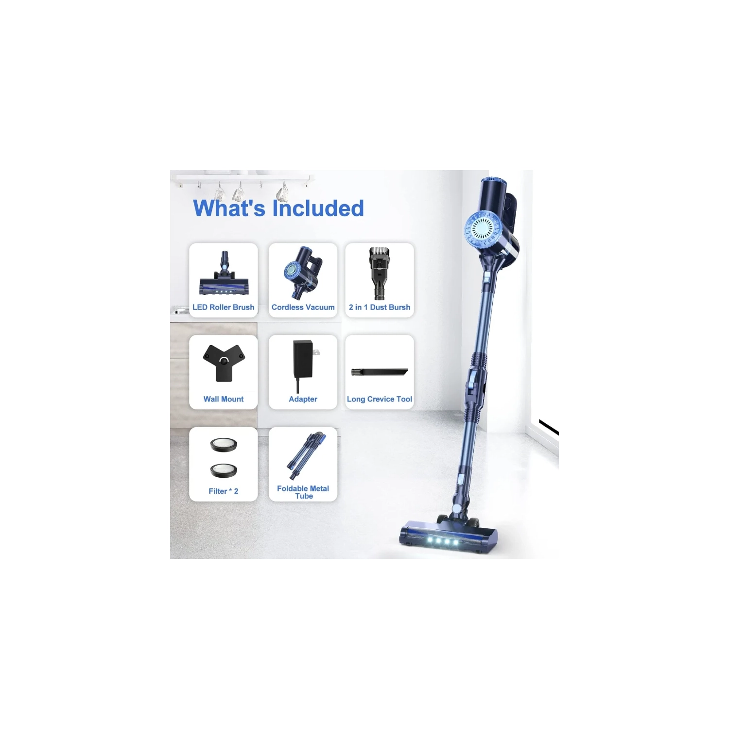 Cordless Vacuum Cleaner: 6-in-1 Stick Vacuum with 180° Bendable Wand, Powerful Suction, Self-Stand, Rechargeable, Lightweight - Ideal for Hardwood