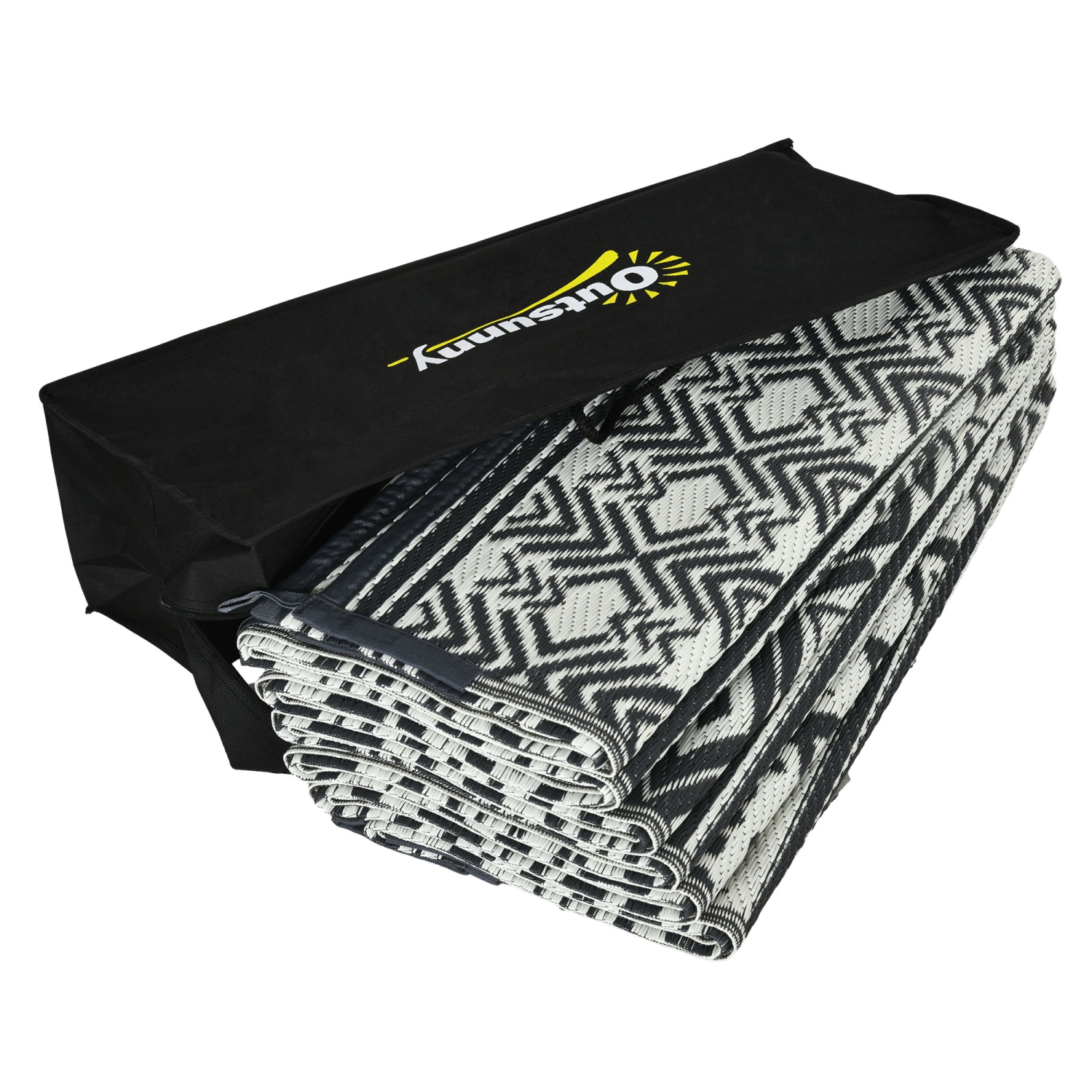 Outsunny Portable Outdoor Rug with Carry Bag, 9' x 12' Reversible Mat, Waterproof Plastic Straw RV Rug for Backyard, Deck, Picnic, Beach, Camping,