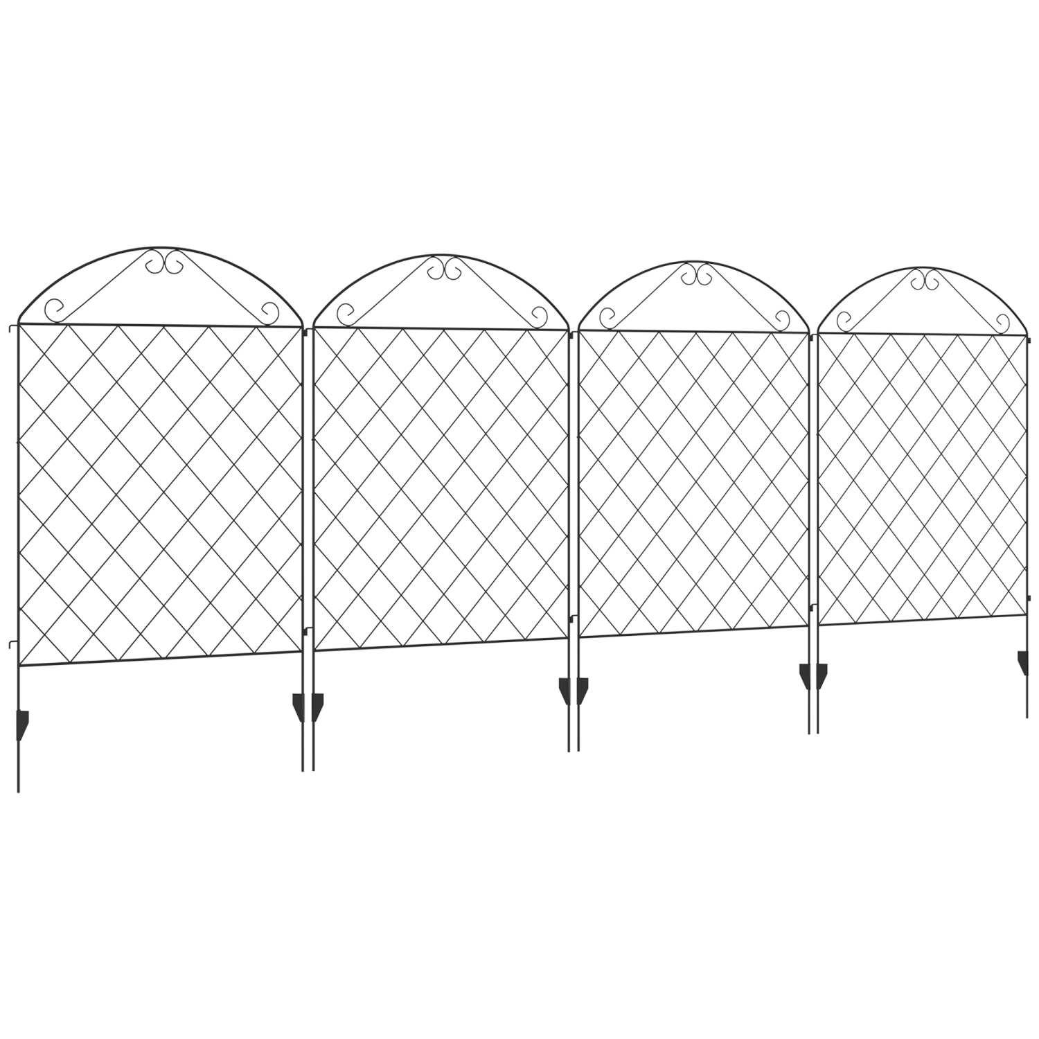 Outsunny Garden Fence, 4 Pack Metal Fence Panels, 11.5' Decorative Border Flower Edging for Yard, Landscape, Patio, Outdoor Decor, 43" H, Curved